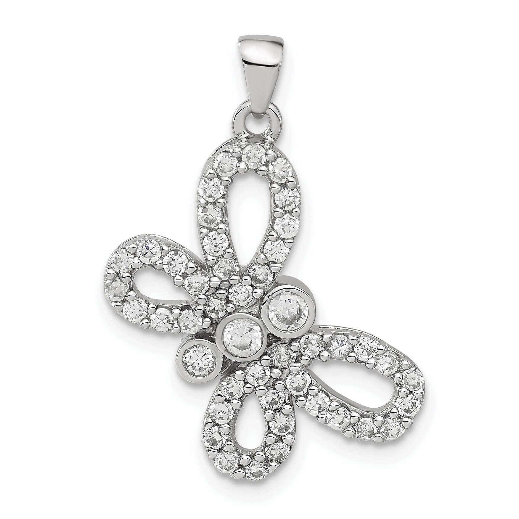 Sterling Silver Cubic Zirconia Butterfly Charm Pendant - Elegant Jewelry Gift for Women, Perfect for Necklaces, Bracelets & Special Occasions