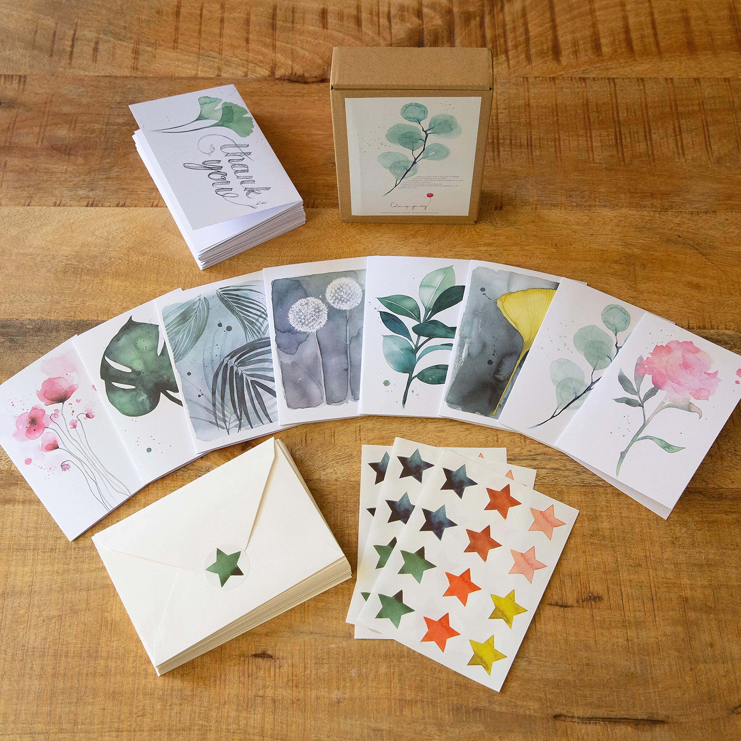 24-Pack Watercolor Botanical Greeting Cards with Envelopes & Seal Stickers - Blank All-Occasion Cards for Thank You, Appreciation, Birthday & Sympathy - Perfect for Handwritten Notes, Gifts & Special Occasions