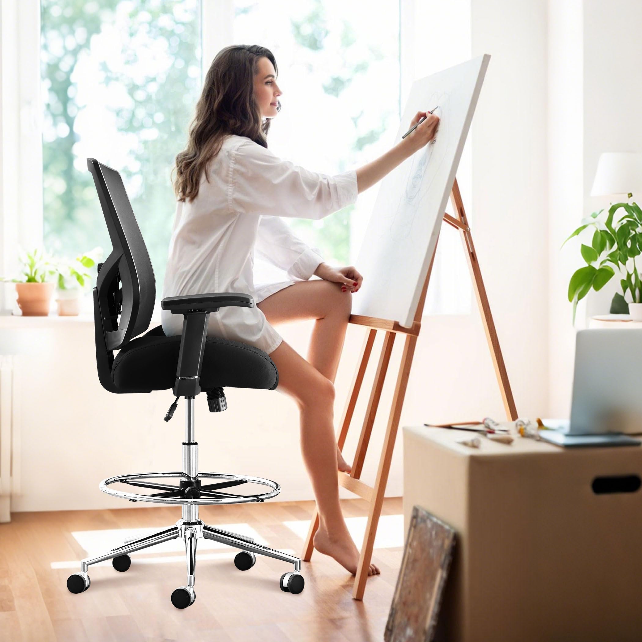 Ergonomic Drafting Chair for Standing Desk - 400 lbs Capacity, Extra Wide 21