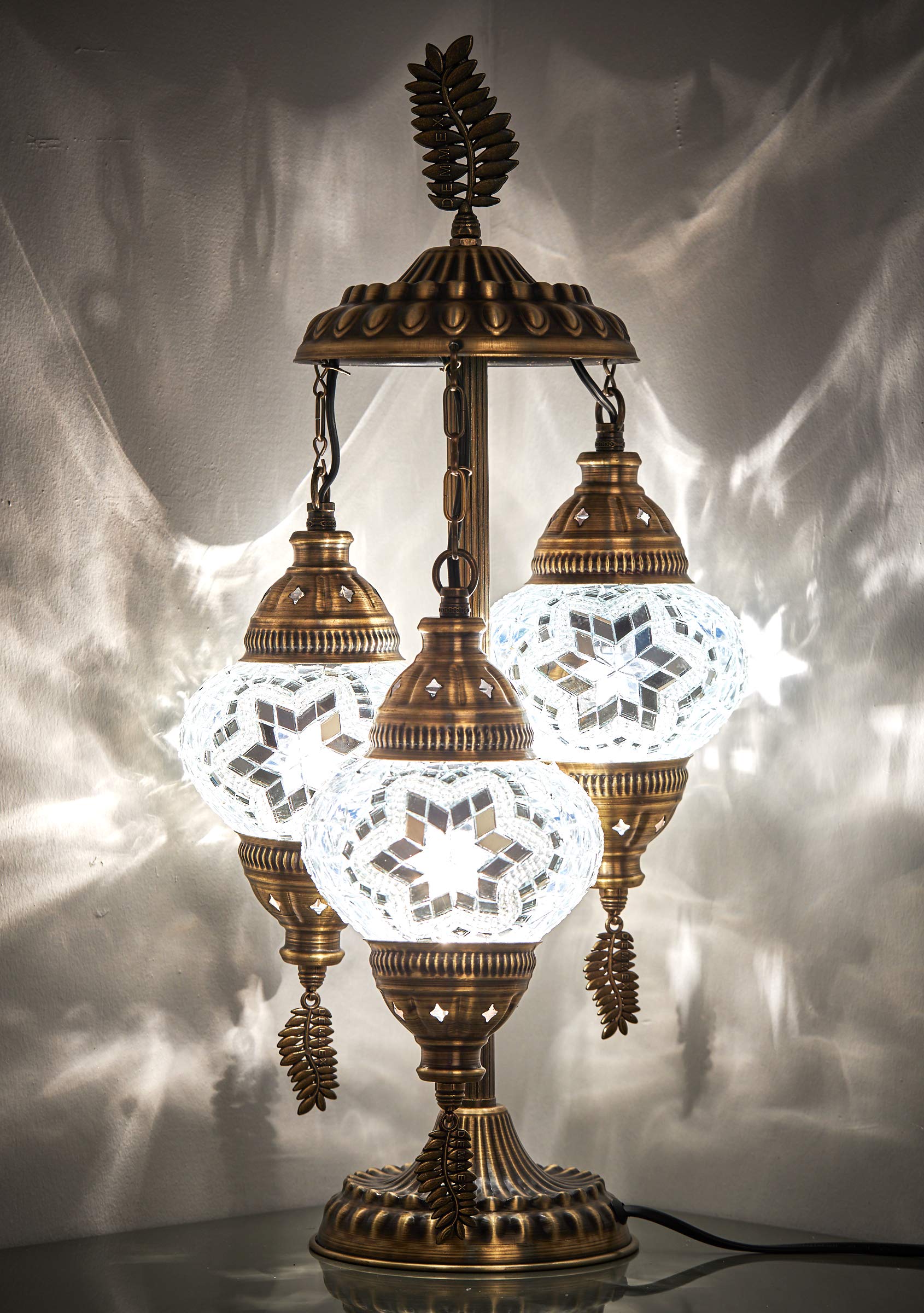 DEMMEX Handmade 3 Globes Turkish Moroccan Mosaic Bohemian Table Lamp - 21