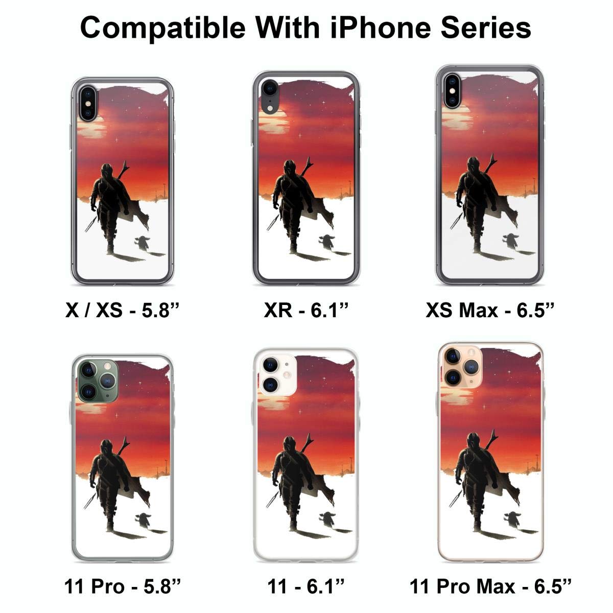 Star Wars Grogu & Hunter Canvas Phone Case for iPhone 15 14 13 12 11 X Xs Xr 8 7 6 6s Plus Pro Max - Clear Protective Cover with Slim Fit Design | Perfect for Daily Use, Travel & Gift Giving