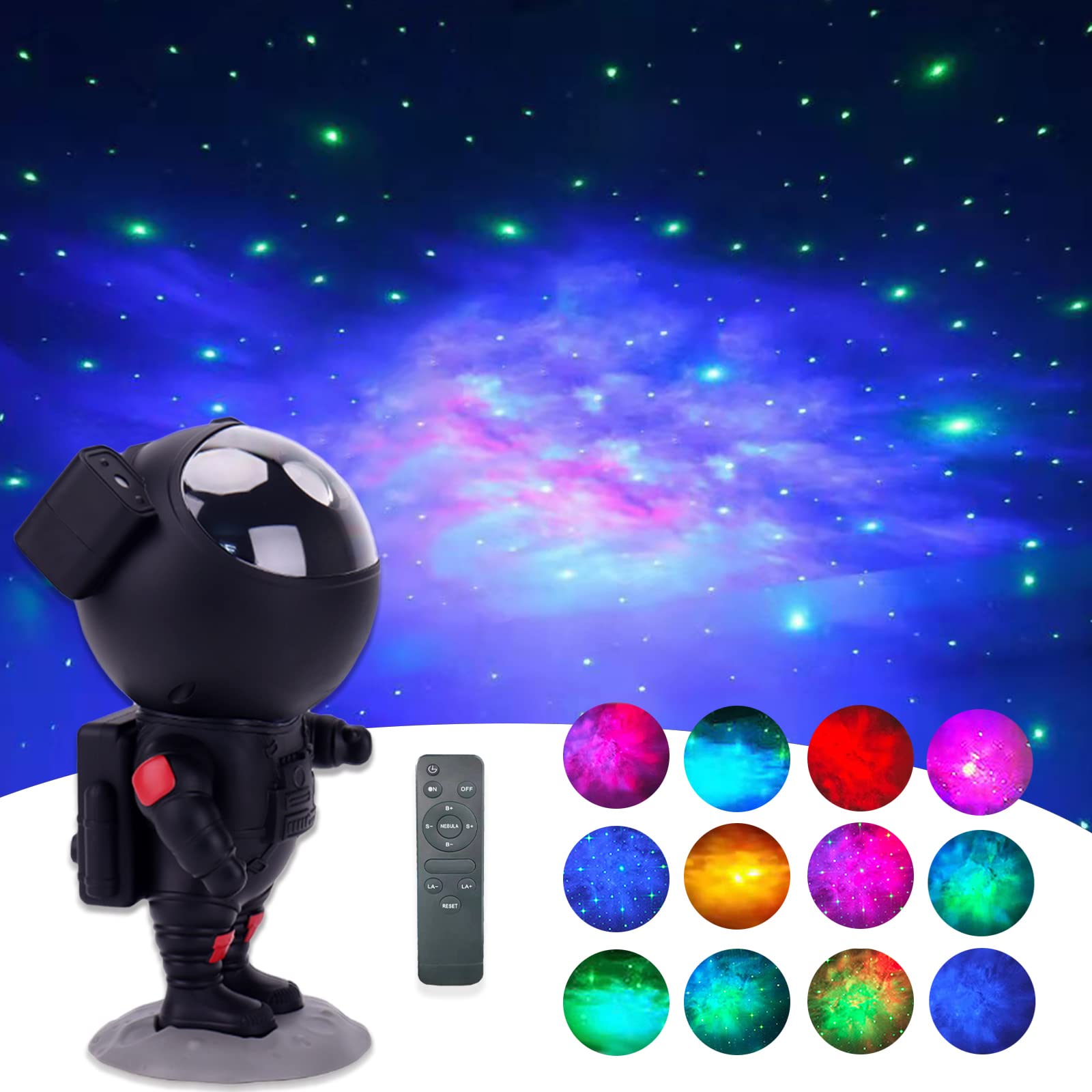 Astronaut Galaxy Projector Night Light - 360° Adjustable Star Projector with Timer & Remote Control | Nebula Projector for Bedroom, Ceiling, Gaming Room Decor | Perfect for Kids' Rooms, Meditation Spaces & Themed Parties