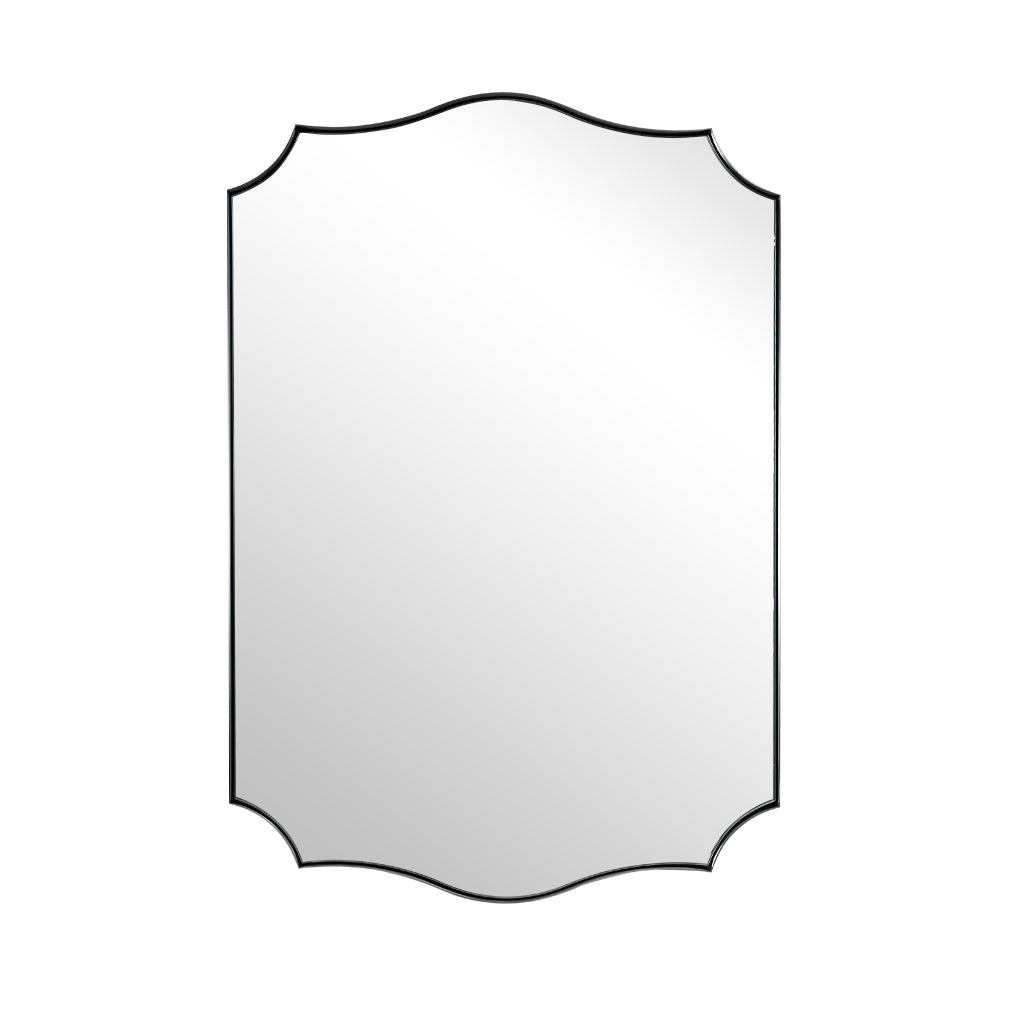 Contemporary Scalloped Rectangle Wall Mirror with Stainless Steel Frame - Elegant Home Decor for Living Room, Bedroom & Entryway