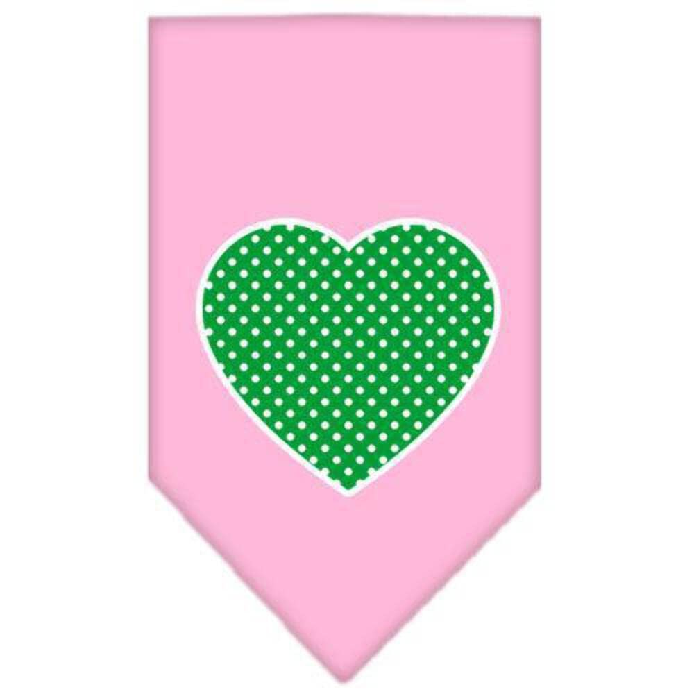 Green Swiss Dot Heart Red Small Pet Bandana for Dogs - Screen Printed Dog Bandana for Everyday Wear, Special Occasions & Photo Shoots