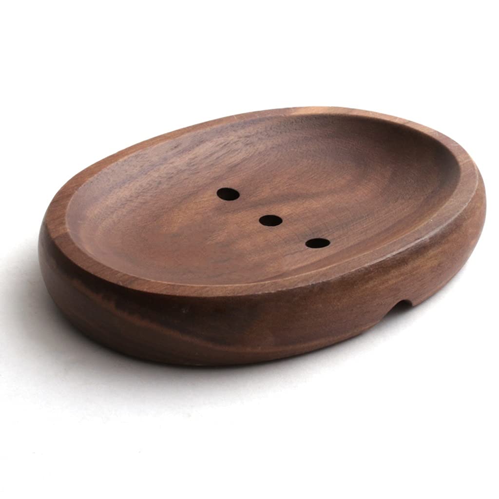BAIHOGI Natural Black Walnut Soap Holder - Handmade Wooden Soap Dish for Shower, Bathroom & Laundry Room - Rustic Soap Storage Box for Bath, Spa & Home Decor (Color: Black)