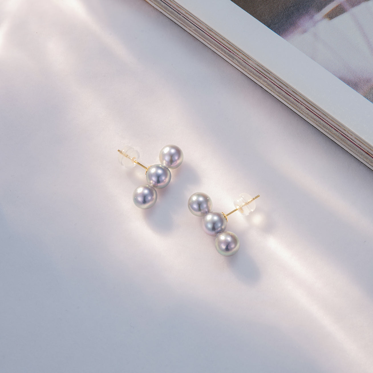 18K Silver Blue Akoya Pearl Earrings for Women – Elegant Stud Earrings for Wedding, Party & Gift (KE00136) | Perfect for Bridal Jewelry, Anniversary & Special Occasions