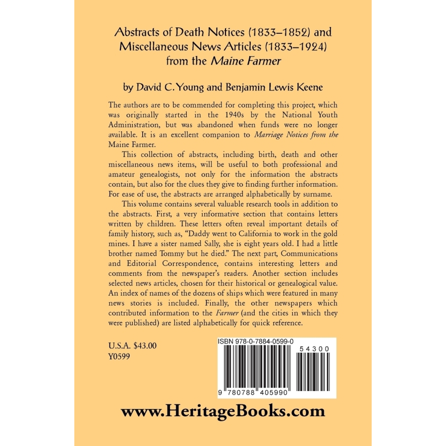 Historical Abstracts of Death Notices (1833-1852) & Maine Farmer Newspaper Archives (1833-1924) - Genealogy Research & Historical Newspaper Collection for Ancestry Studies