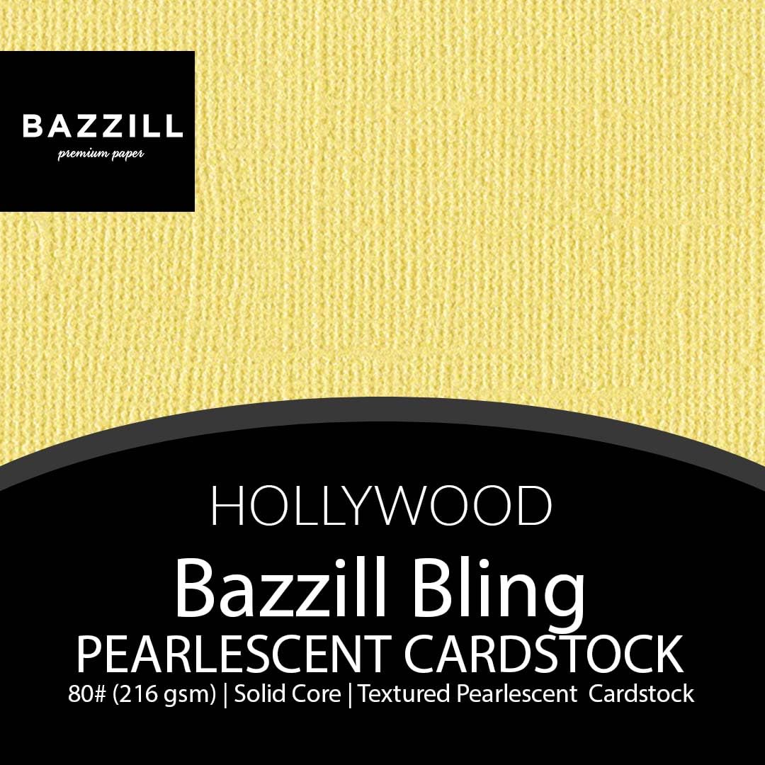 Bazzill Bling 12x12 Pearlescent Yellow Cardstock - 80 lb Premium Scrapbook Paper for Card Making & Paper Crafts (25 Sheets) | Perfect for DIY Greeting Cards, Wedding Invitations & Scrapbooking Projects