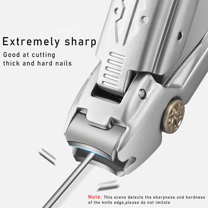 Premium Car Nail Clippers with Built-in Nail File & Catcher - Sharp Curved Blade Toenail & Fingernail Clippers for Travel, Home, Office & On-the-Go Grooming (Silver)