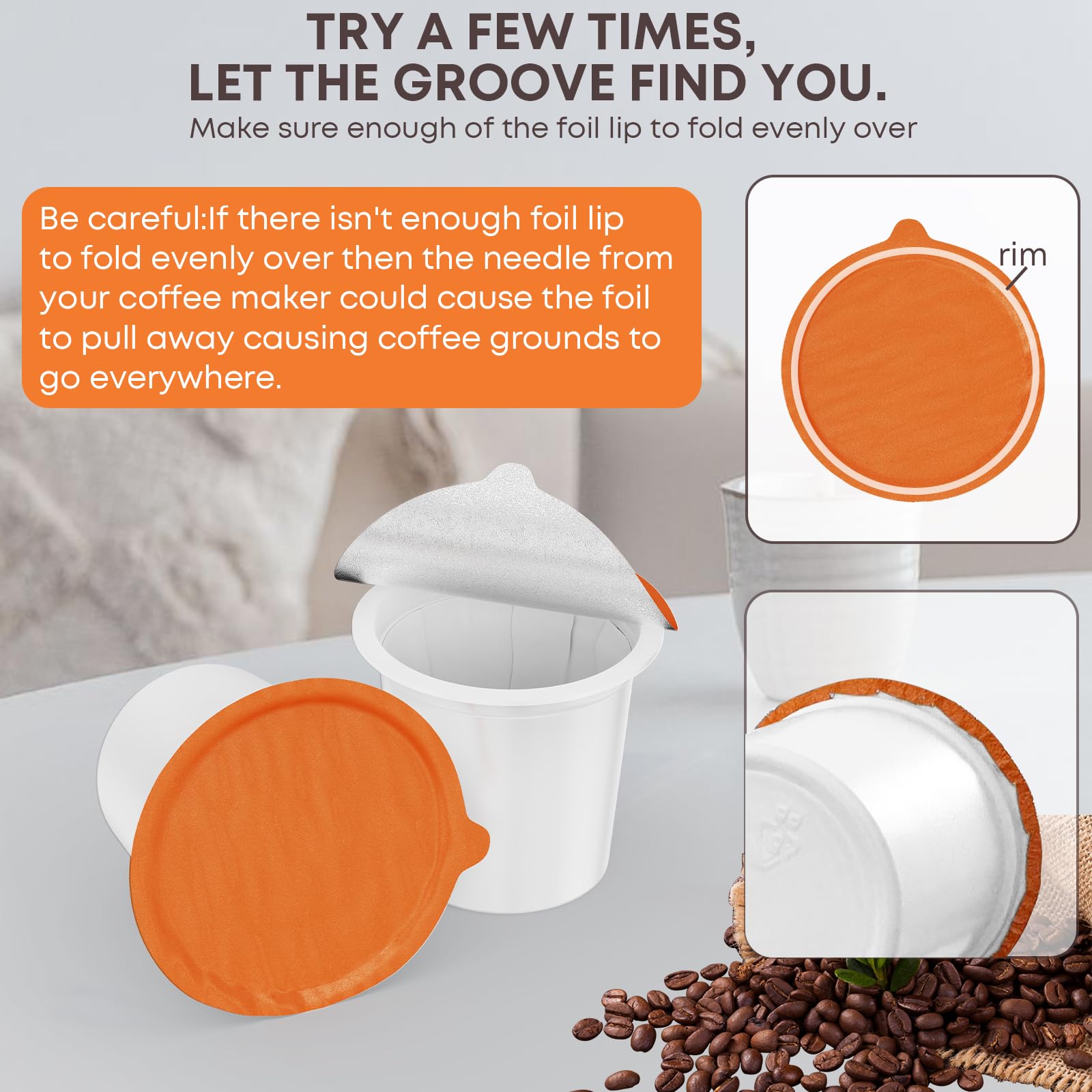 45-Pack Reusable K Cup Coffee Pods with Foil Lids - Compatible with Keurig 1.0 & 2.0 Brewers - DIY Fillable Coffee Pods Kit for Fresh Brewing at Home or Office