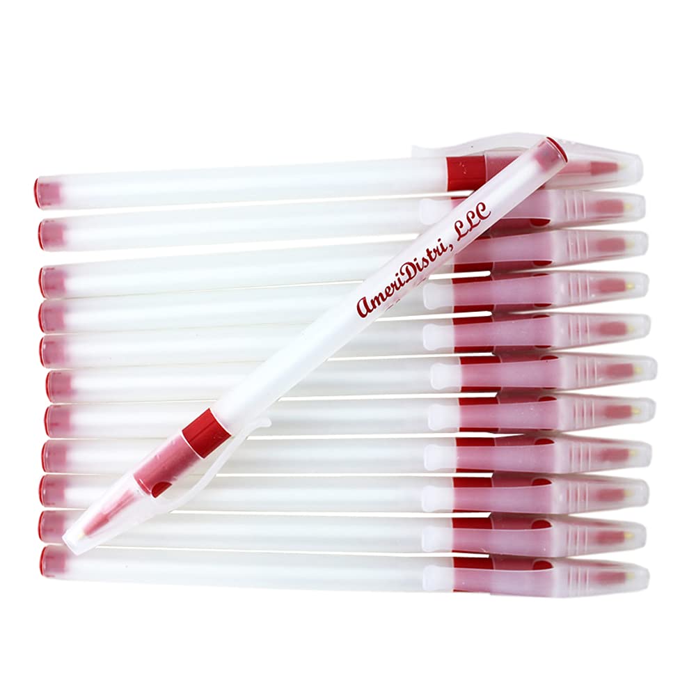 Personalized Translucent Pens with Red Accent Grips - Custom Engraved Apprise Pens - 10-Pack Bulk Office Supplies for Corporate Gifts, Promotions & Events - Free Personalization Included