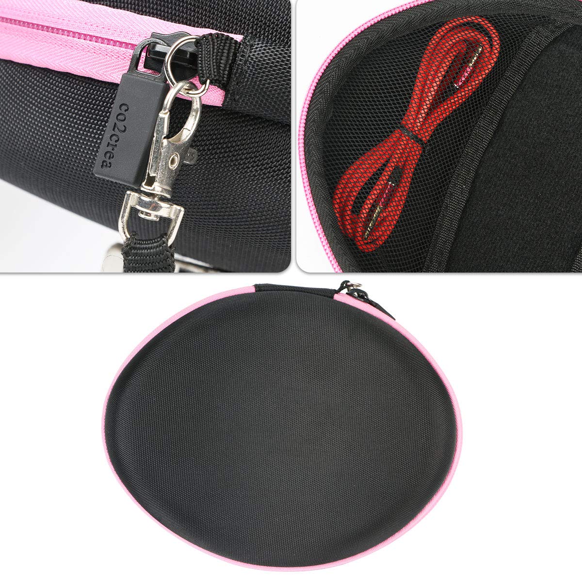 Premium Hard Travel Case for Wireless Bluetooth Over-Ear Headphones - Matte Finish, Rechargeable, Foldable Design (Black Case with Pink Zipper) - Perfect for Travel, Commuting & Headphone Protection