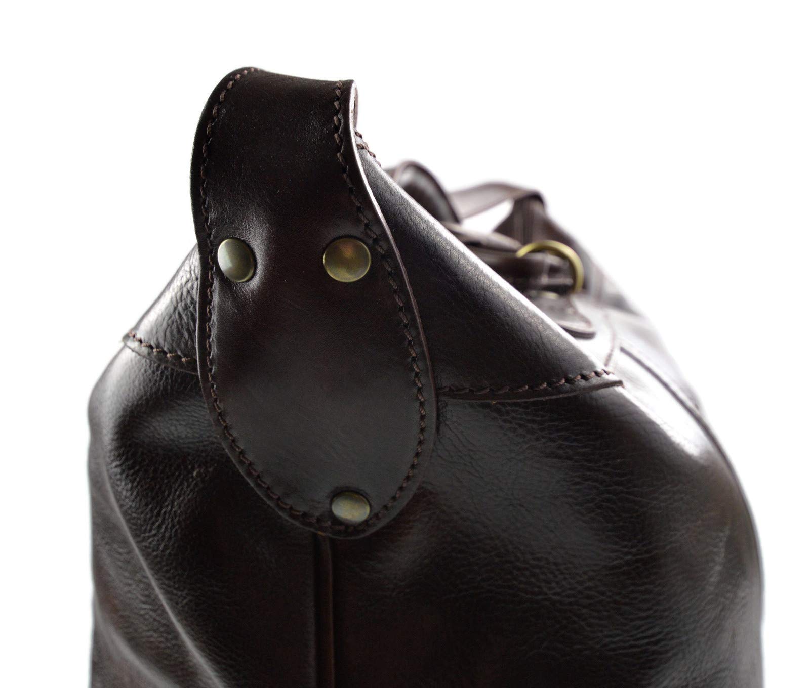 Premium Genuine Leather Duffle Bag - Dark Brown Travel & Gym Bag for Men & Women - Weekender Carry-On Luggage for Business Trips, Workouts & Weekend Getaways