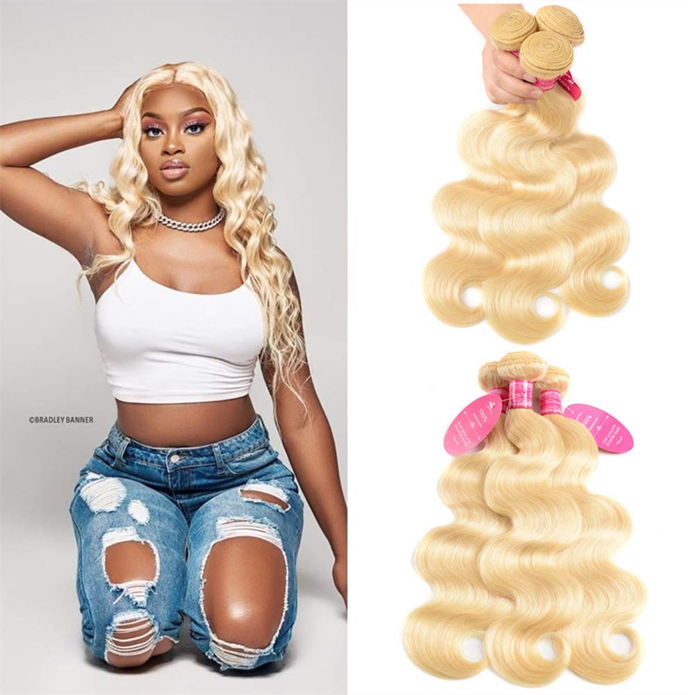 YISEA Brazilian 613 Body Wave 3 Bundles 300g 12A Unprocessed Virgin Hair - 100% Human Hair Weave Extensions for Black Women (18 20 22 Inch Mixed Length) - Perfect for Daily Wear, Parties & Special Occasions