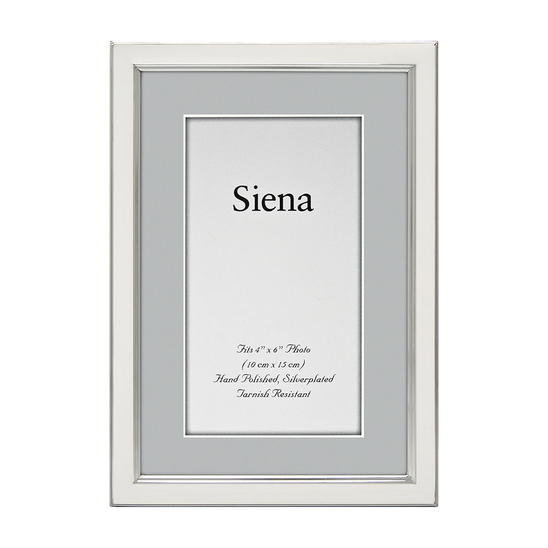 4x6 White Enamel Silver Plated Photo Frame - Elegant Display for Wedding Photos, Home Decor & Office Desk