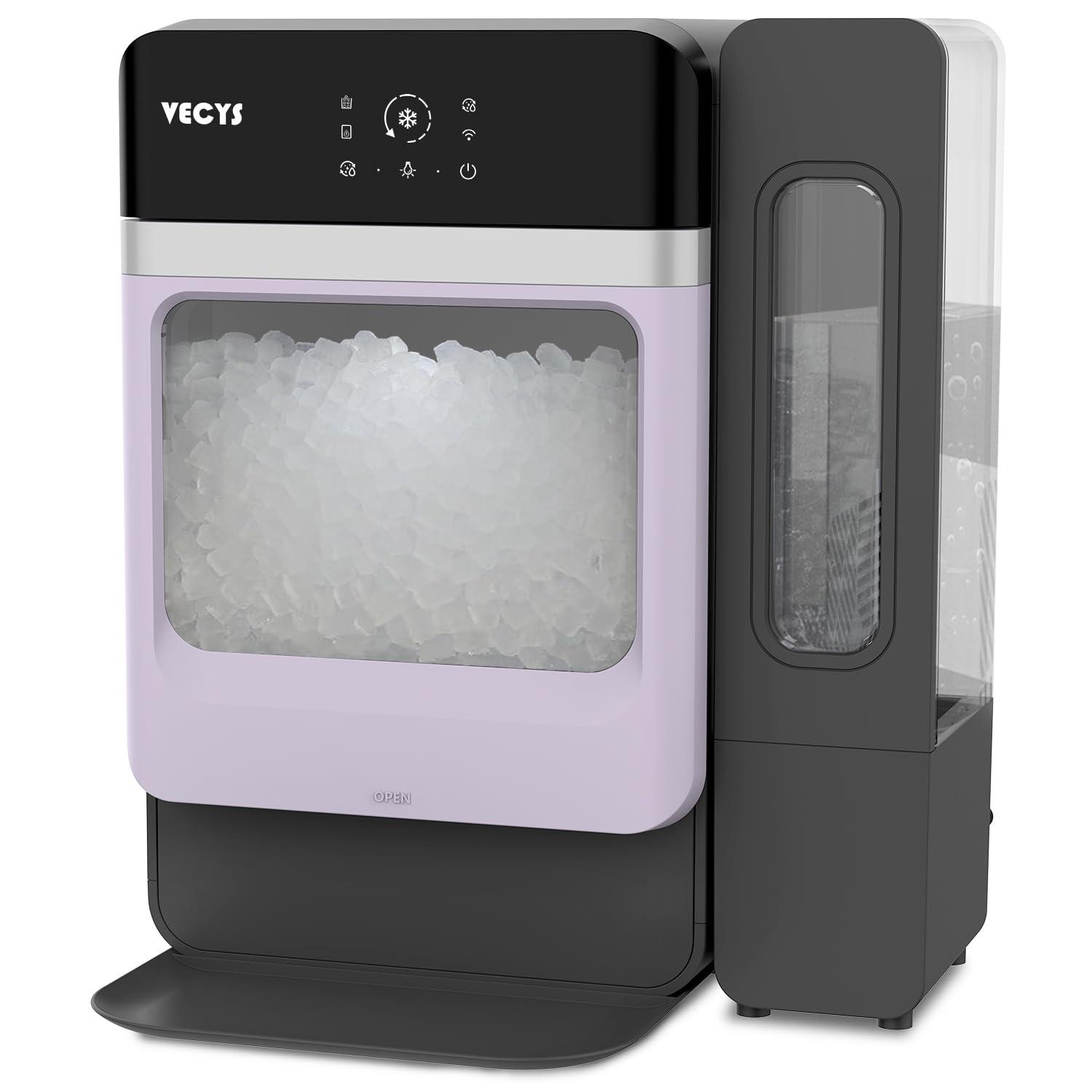 VECYS 33LBS/Day Countertop Nugget Ice Maker - Self-Cleaning Portable Pellet Ice Machine with Stainless Steel Trim & 3.8L Side Water Tank - Chewable Sonic Ice for Home, Office, Bar, Cocktails, and Beverages