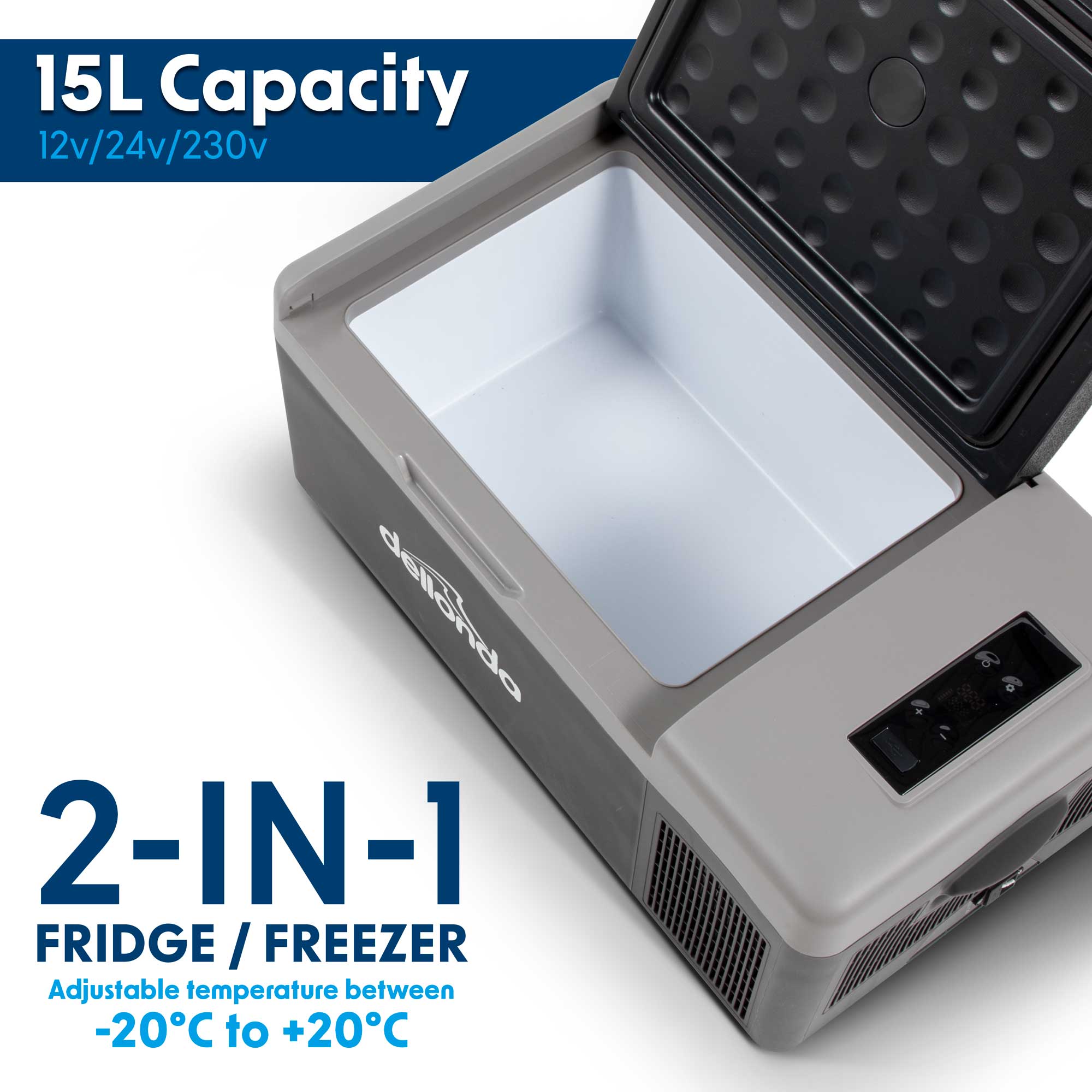 15L Portable Car Fridge Freezer - 12V/24V Compressor Cooler Box for Road Trips, Camping & Outdoor Adventures | DL12 Model