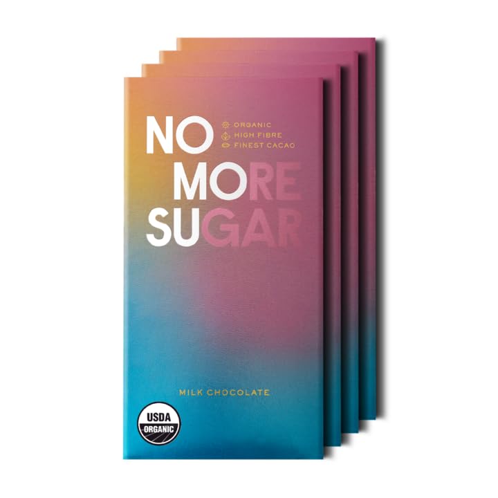 Organic No Sugar Added Milk Chocolate Bars - Keto & Gluten Free (4 Pack) for Healthy Snacking
