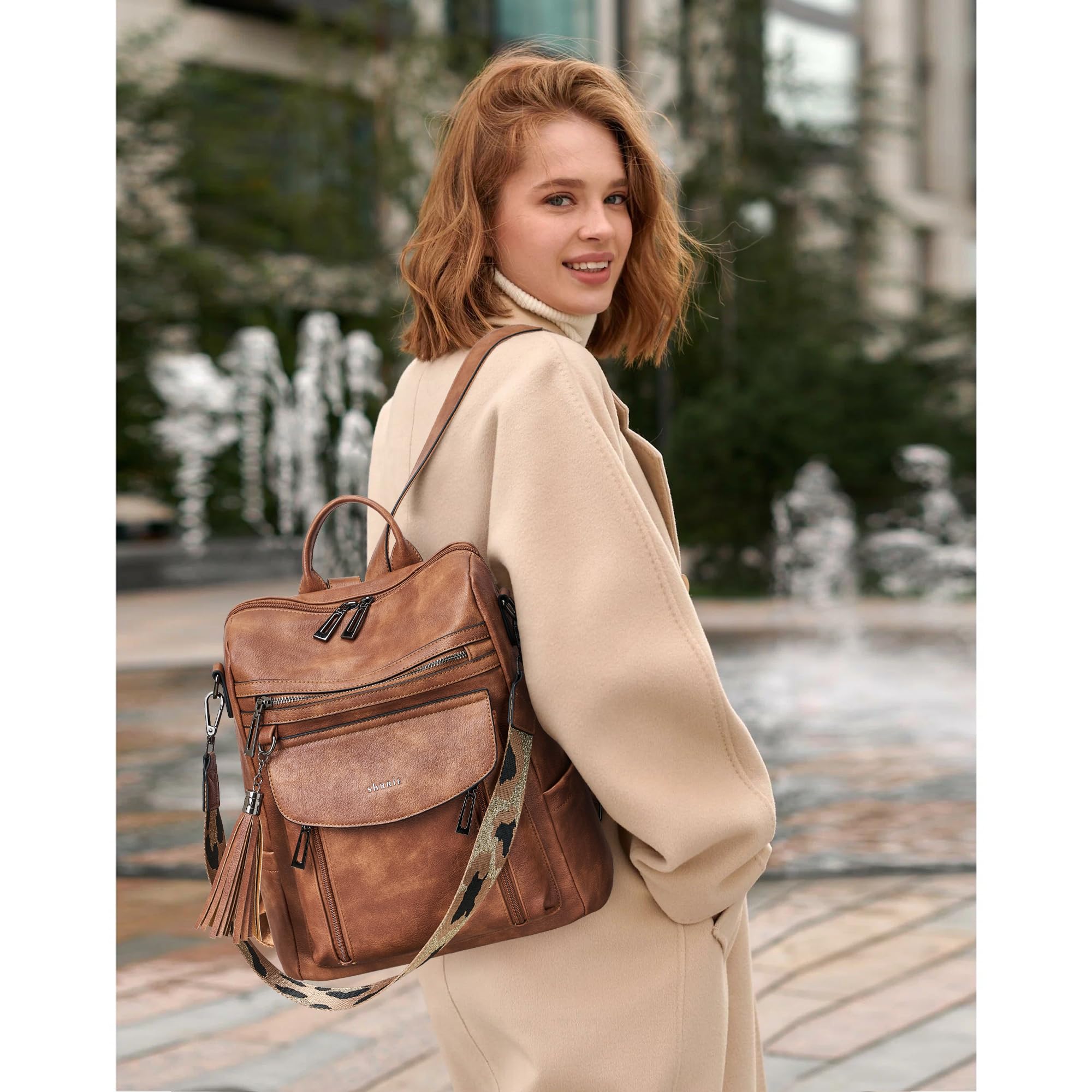 Stylish Leather Backpack Purse for Women - Convertible Travel Backpack & Shoulder Bag with Wristlet | Perfect for Work, School & Weekend Getaways