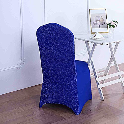 25-Piece Royal Blue Metallic Spandex Stretchable Banquet Chair Covers - Elegant Slipcovers for Wedding, Party & Reception Decorations - Perfect for Formal Events, Bridal Showers & Banquet Halls
