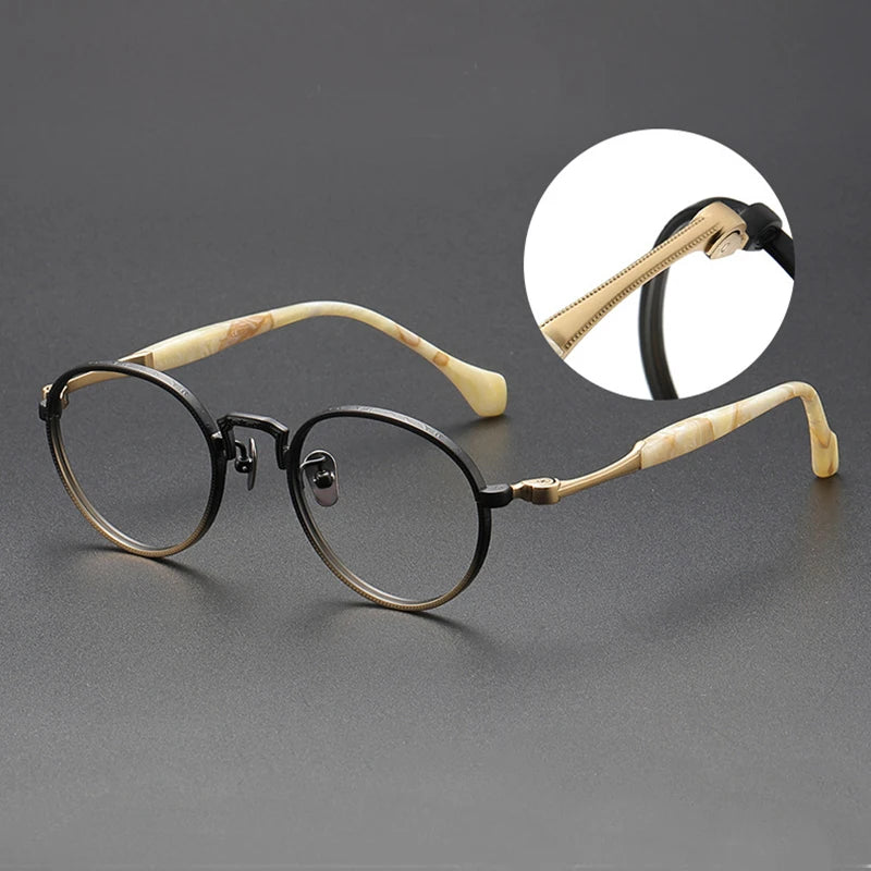 Black Mask Women's Full Rim Round Titanium Eyeglasses S808 - Lightweight & Durable Frame for Reading, Work, and Everyday Fashion