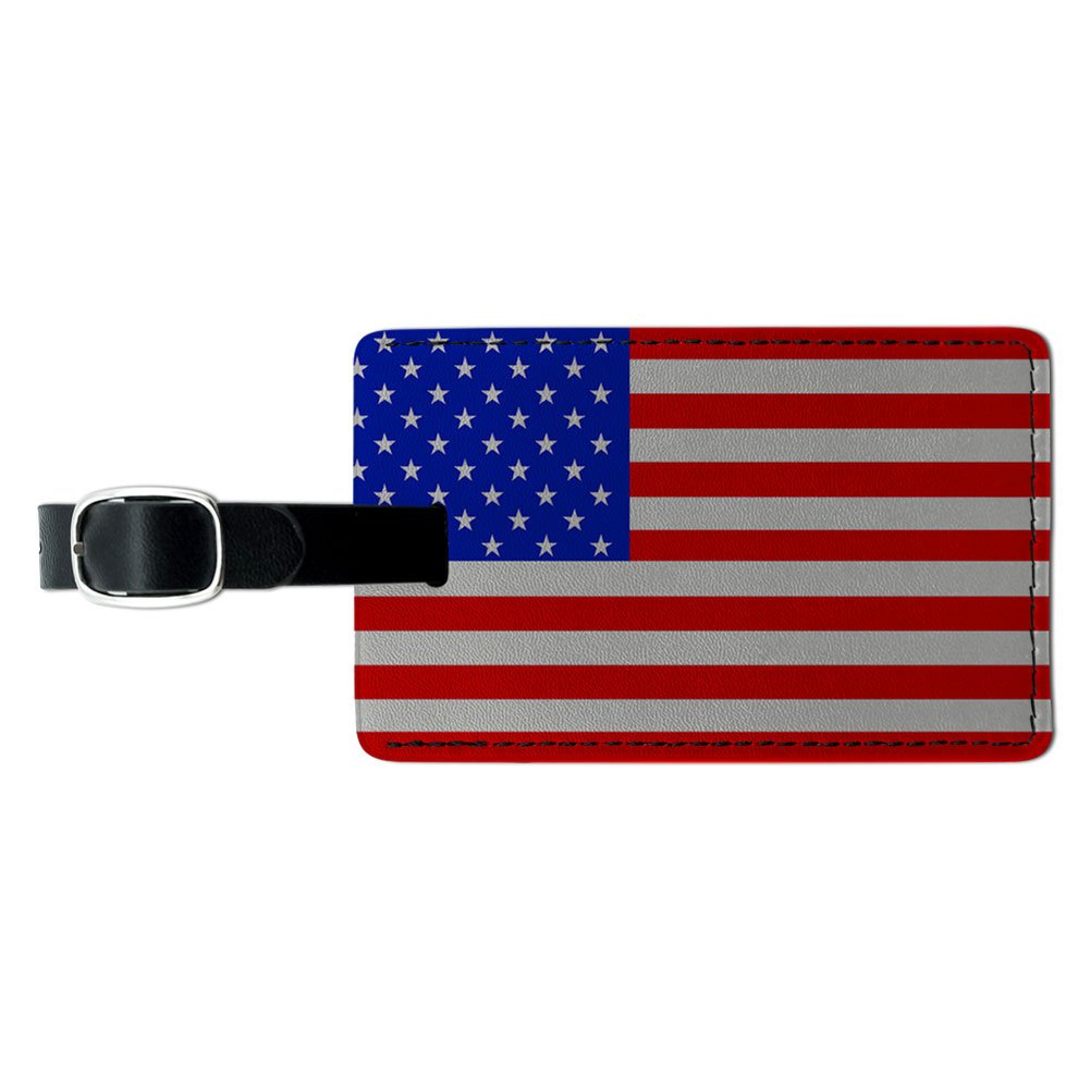 USA American Flag Leather Luggage Tag - Durable Suitcase ID Tag for Travel Bags & Carry-Ons - Perfect for Airports, Business Trips & Vacation Travel Accessories