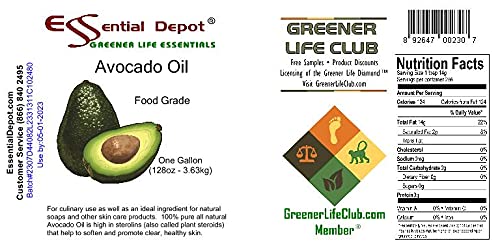 Premium Food Grade Avocado Oil - 2 Gallons (256 oz) - 2 x 1 Gallon HDPE Containers with Resealable Cap - Ideal for Cooking, Baking & Salad Dressings
