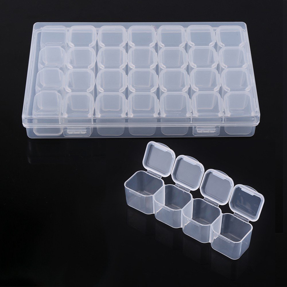 28-Slot Clear Plastic Adjustable Medicine & Jewelry Organizer Box - Perfect for Pill Storage, Tablet Organization & Jewelry Display - Ideal for Home, Travel & Pharmacy Use