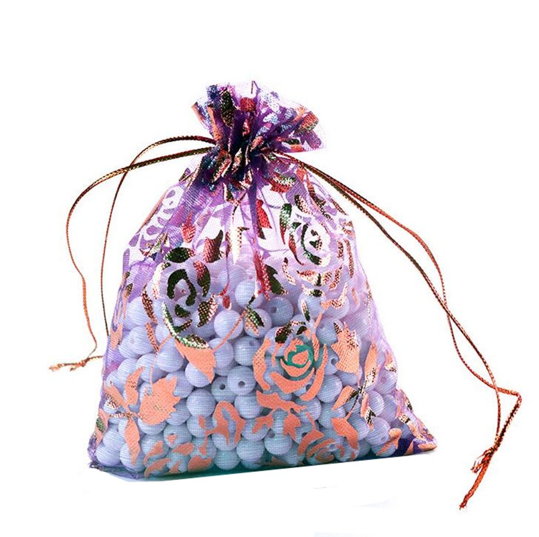 100pcs Purple Organza Wedding Favor Bags 3