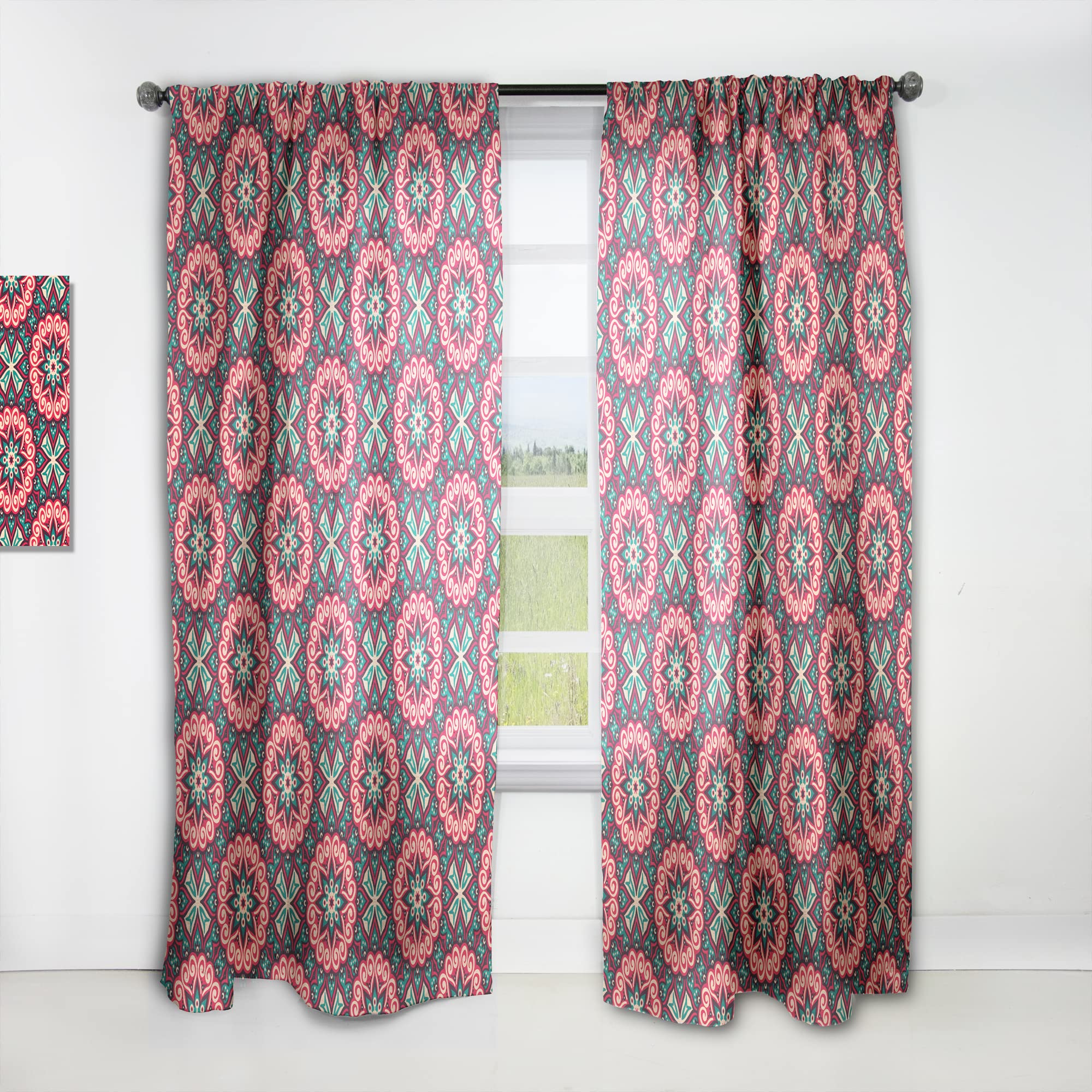 DesignQ Vintage Style Thermal Insulated Curtains - Single Panel 52x84 Inches - Elegant Decorative Window Drapes for Bedroom & Living Room | Perfect for Home Decor, Light Blocking & Energy Saving