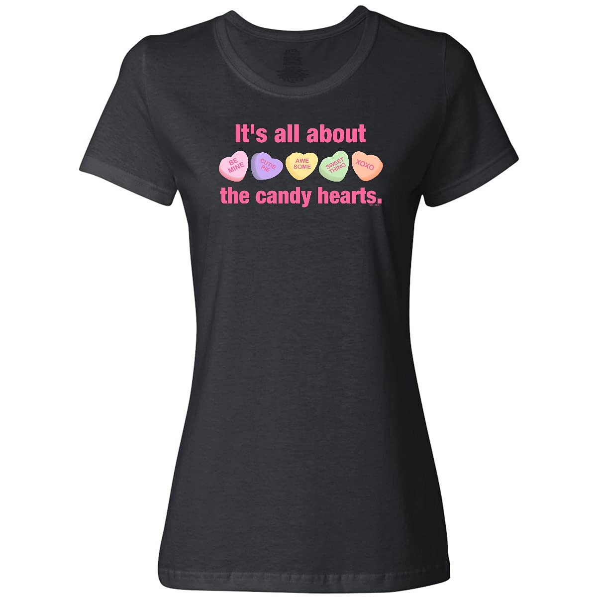 Inktastic Candy Hearts II Women's T-Shirt | Cute Valentine's Day Graphic Tee | Soft Cotton Casual T-Shirt for Women | Perfect for Valentine's Gifts, Date Nights & Casual Wear