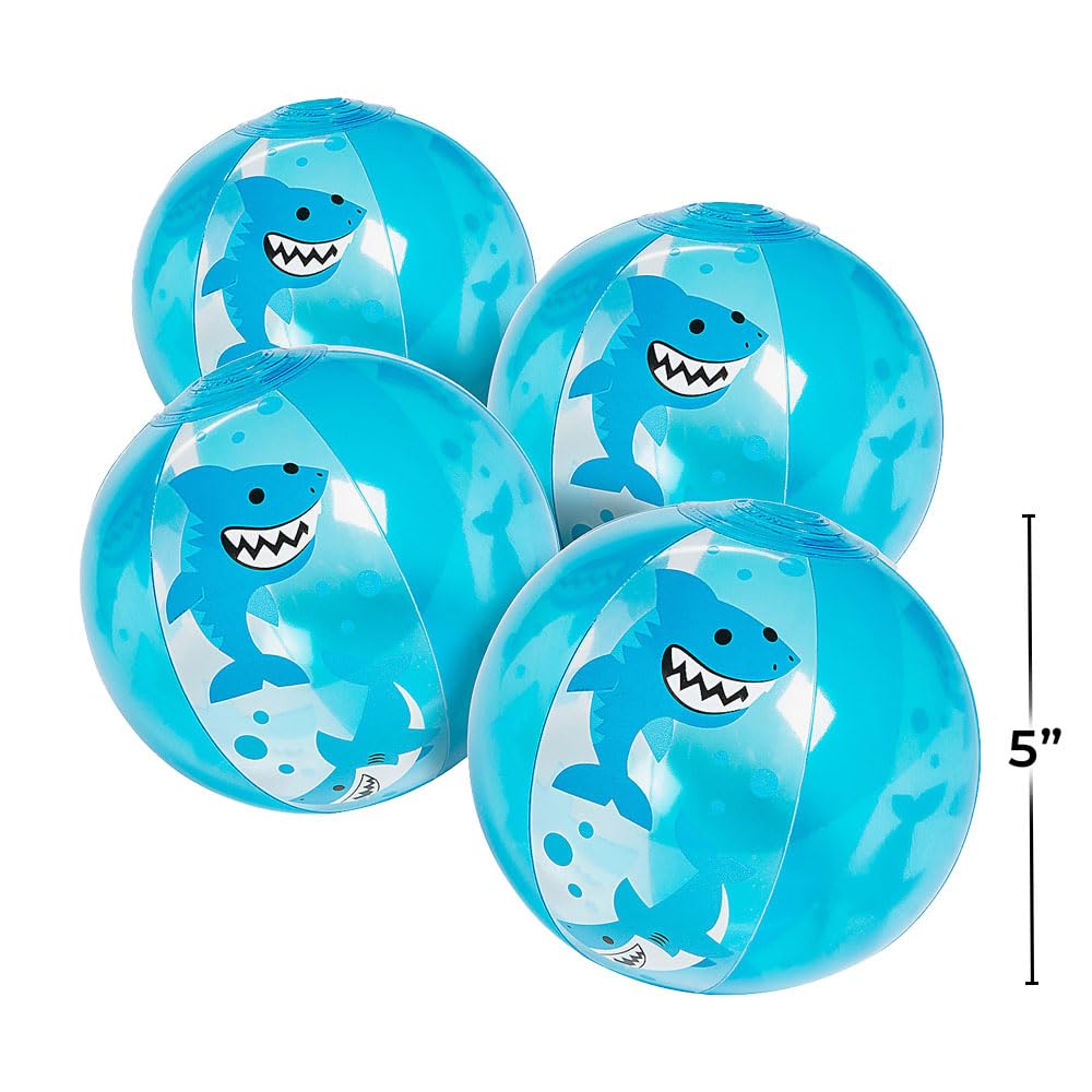 Fun Express Shark Mini Beach Ball - 12-Pack Inflatable Pool Toys for Kids - Perfect for Beach Parties, Pool Games & Summer Fun