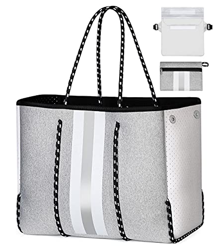 IBFUN Large Neoprene Tote Bag for Women - Waterproof Beach Bag, Gym Bag, Travel Tote - Perfect for Pool, Workout, Shopping & Vacation Essentials