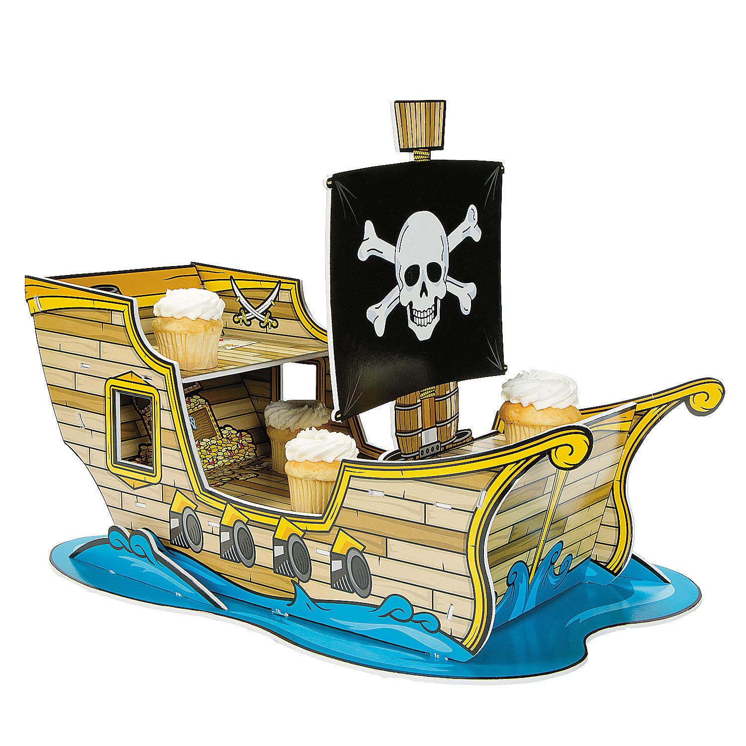 Pirate Ship Cupcake Stand - Pirate Themed Birthday Party Decorations & Supplies for Kids, Nautical Baby Shower, Halloween Party Favors