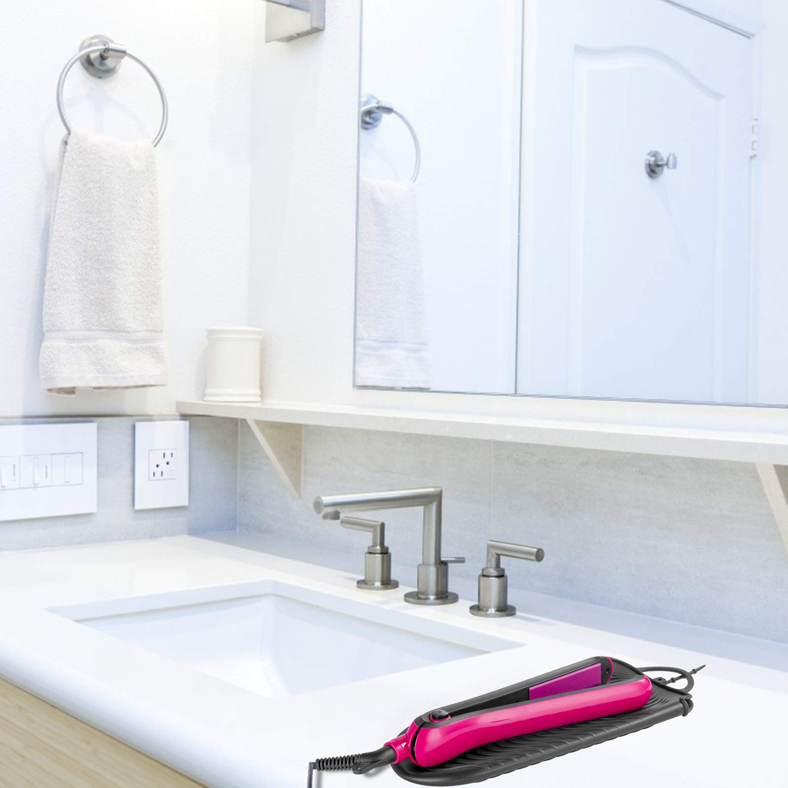 ZAXOP Heat Resistant Silicone Mat Pouch for Flat Iron & Curling Iron - Protective Storage Case for Hot Hair Tools (Black) | Perfect for Travel, Salon & Home Use