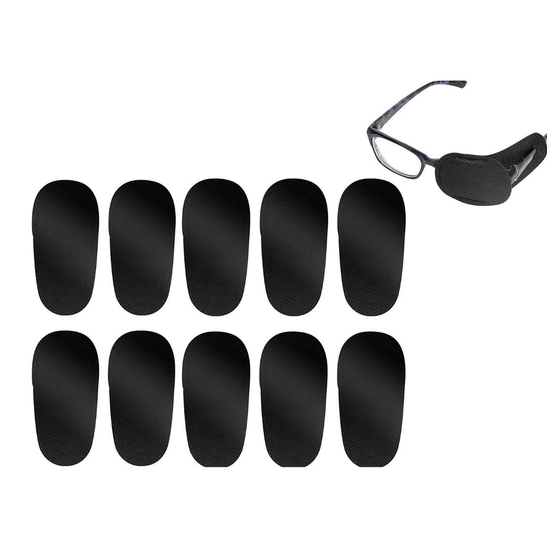 Bhavya Optic® Black Eye Patch 10 Pcs (5 Pairs) - Strabismus, Amblyopia & Lazy Eye Treatment for Kids - Comfortable & Adjustable for Daily Use, School & Sports Activities