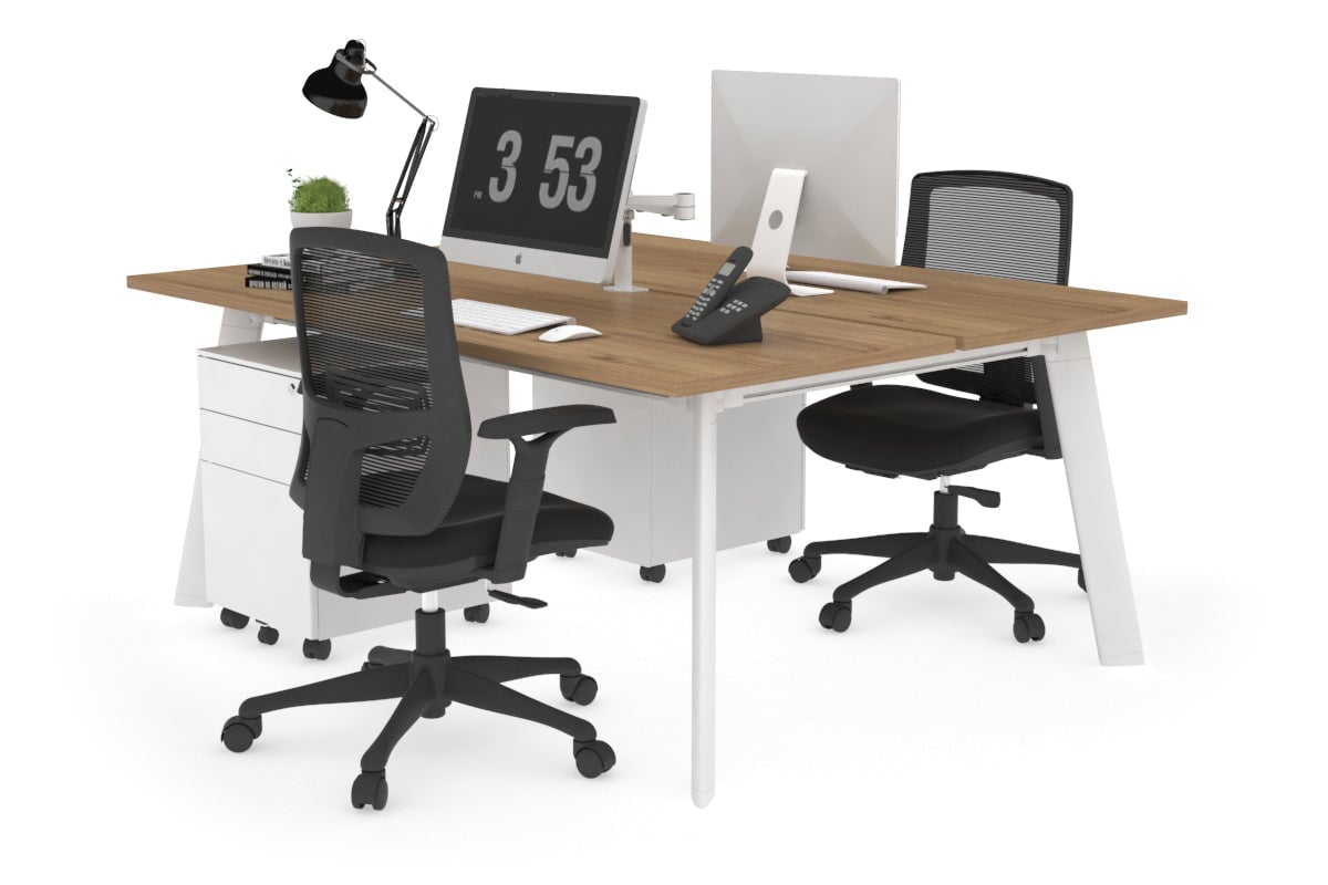 2 Person Workstation with White Frame - 1400L x 700W - Ideal for Office, Home Office & Collaborative Workspaces