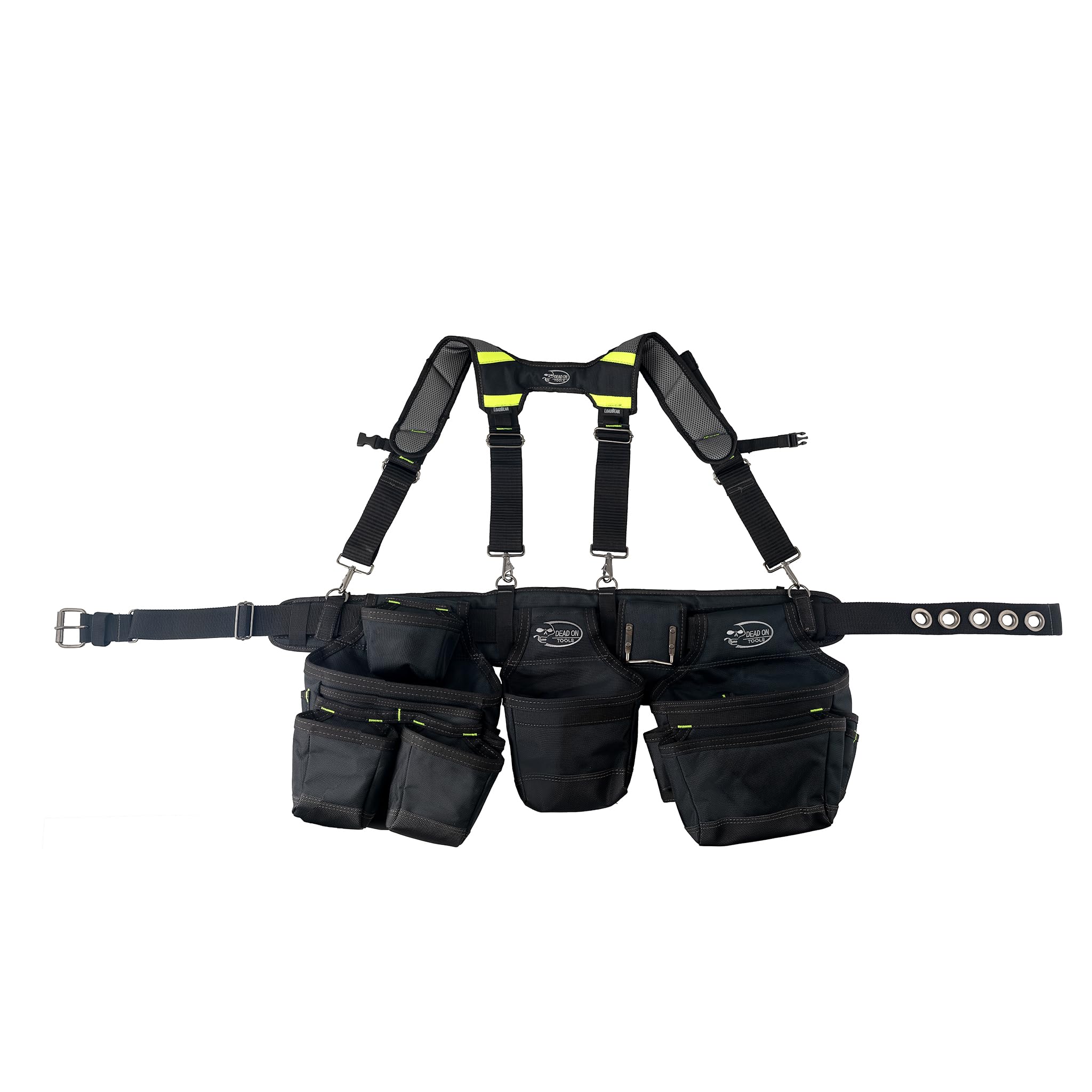 Dead On Tools - Heavy Duty 1680D Polyester Framer’s Tool Belt with Adjustable Suspenders (HDP369857), Black - Perfect for Construction, Carpentry & DIY Projects