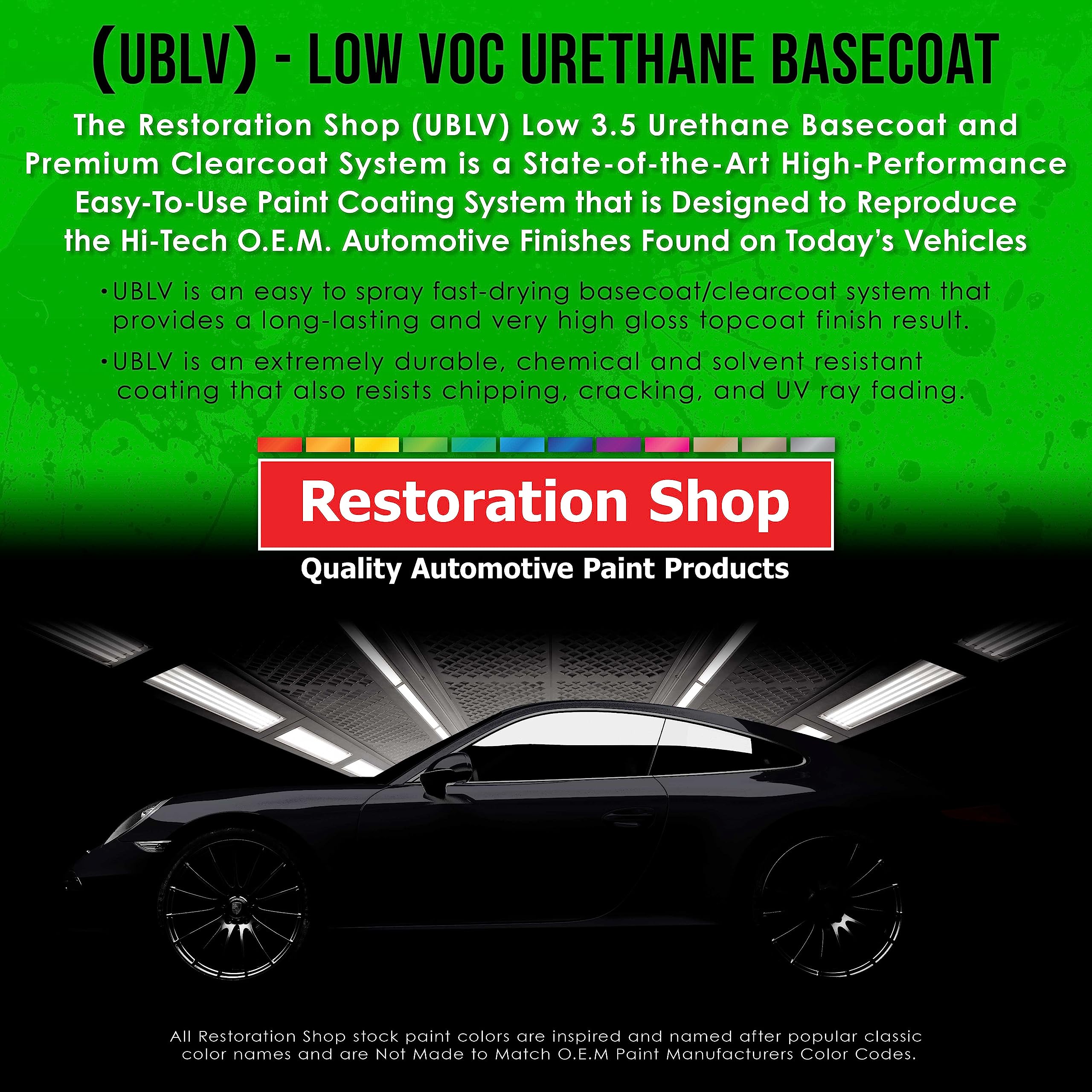 Restoration Shop - Firemist Green Low VOC Urethane Basecoat Auto Paint (1 Gallon) - Professional High Gloss Automotive Refinish Coating for Cars & Trucks - Perfect for DIY Projects & Professional Auto Body Repair