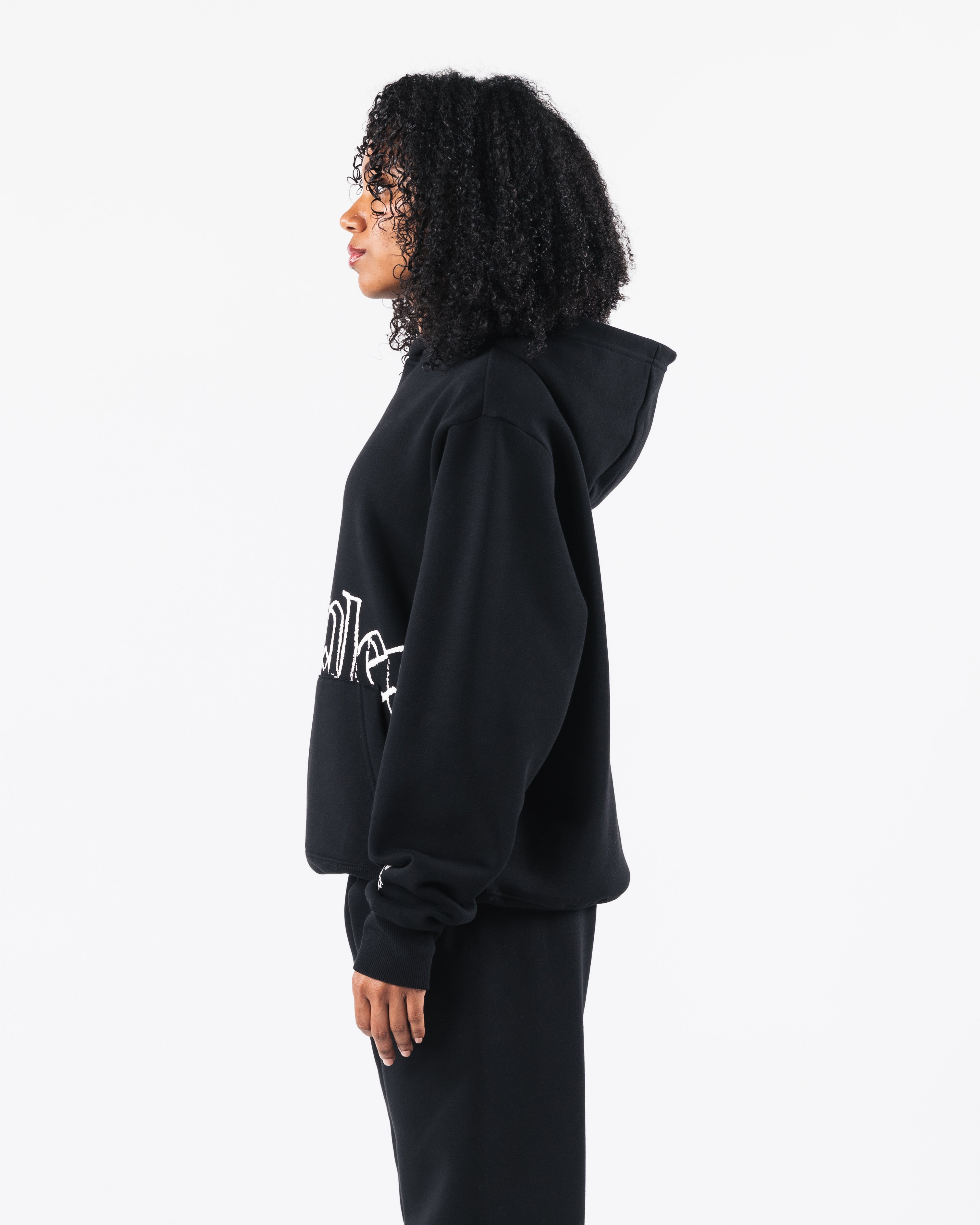 Script Hoodie - Black | Stylish & Comfortable Pullover Sweatshirt for Men & Women | Perfect for Casual Wear, Gym, and Outdoor Activities