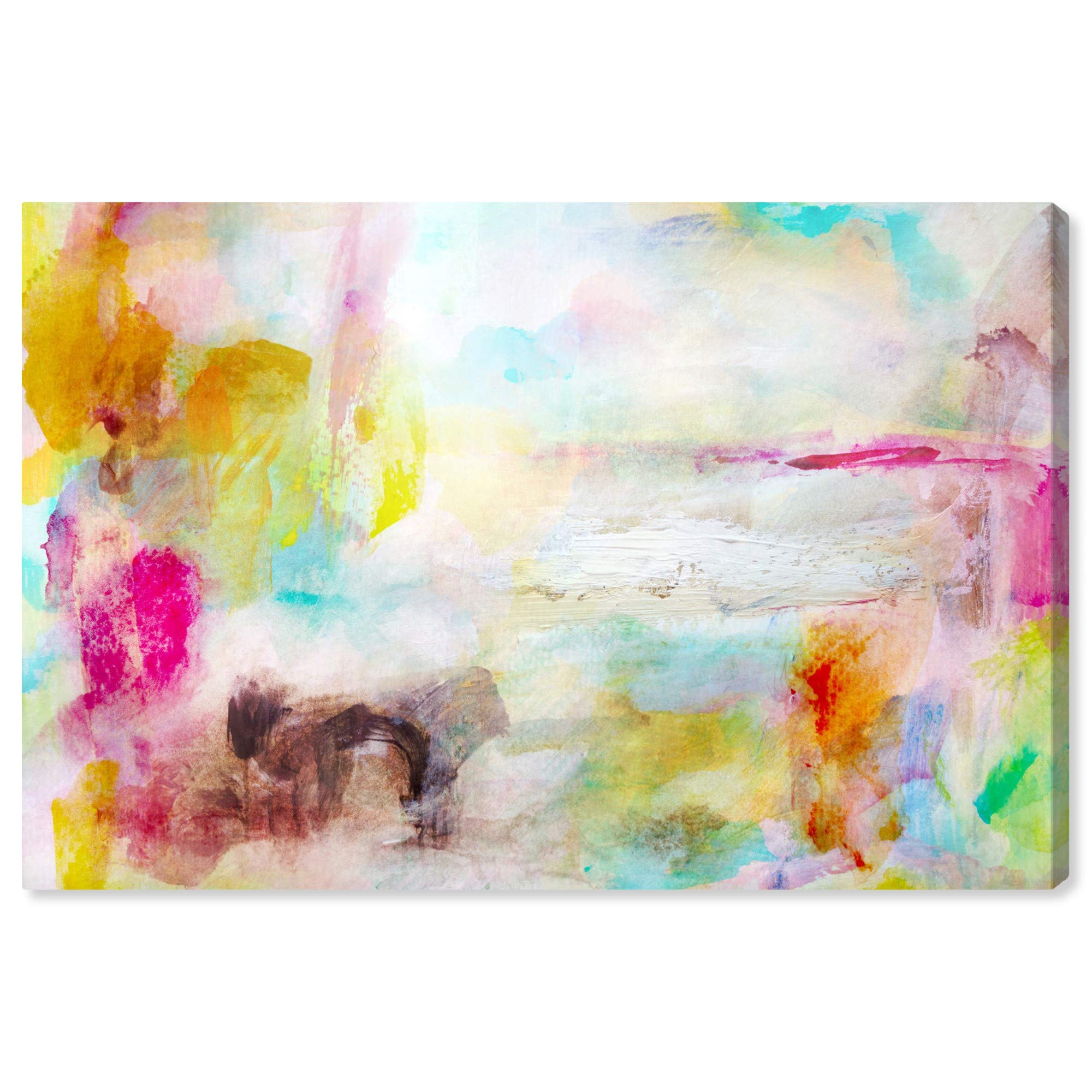 Oliver Gal Artist Co. 'Springtime Romance' Abstract Wall Art Canvas Print - 45x30 Inches, Yellow & White - Modern Home Decor for Living Room, Bedroom & Office