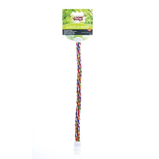 Living World Knot-A-Rope Cotton Perch - Natural Wooden Bird Perch for Parrots, Cockatiels & Small Birds - Perfect for Cages, Playstands & Aviaries