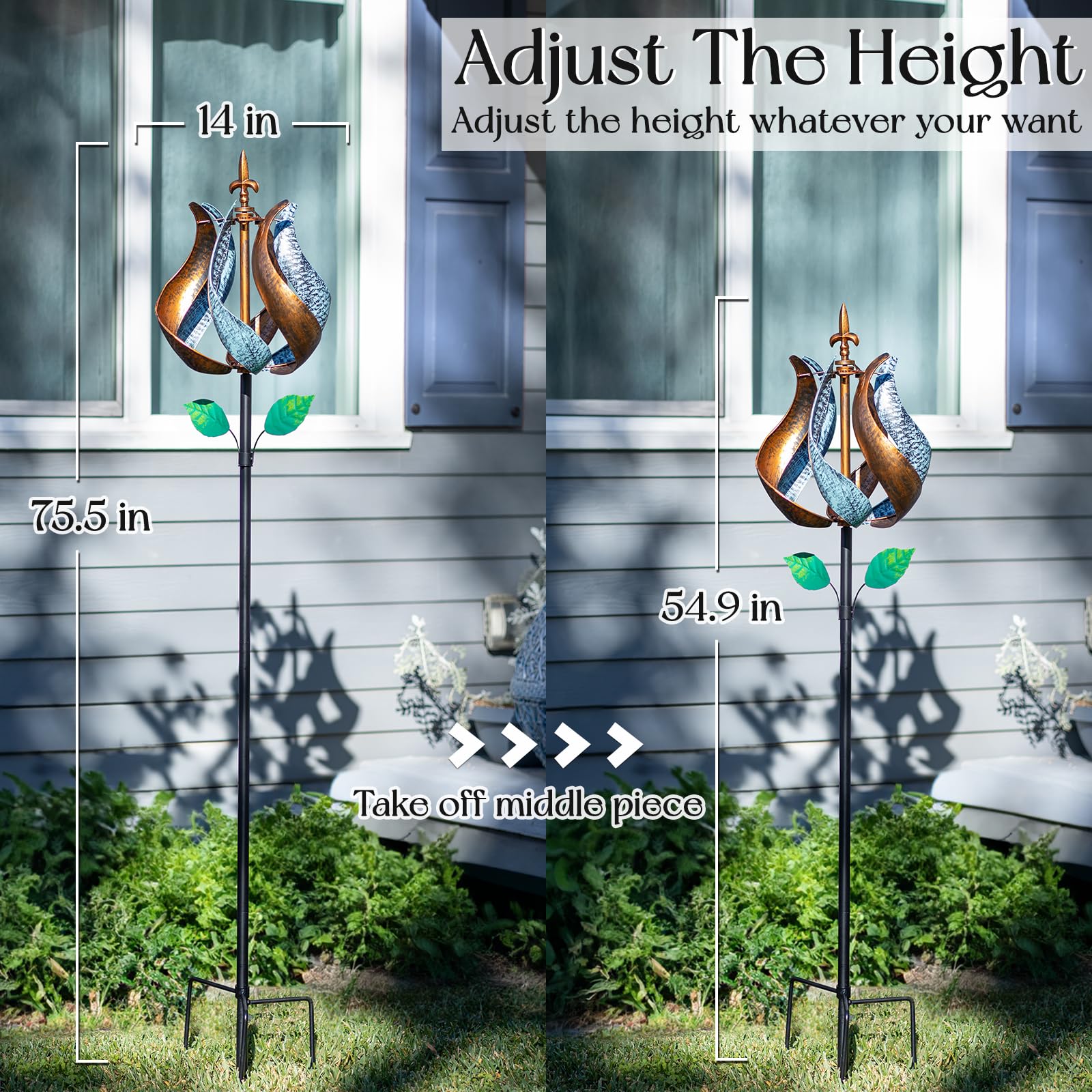 Large 360° Metal Wind Spinner for Yard & Garden - 75'' x 14'' Outdoor Decor, Birthday Gift for Women & Family | Perfect for Patio, Lawn, Backyard & Outdoor Spaces