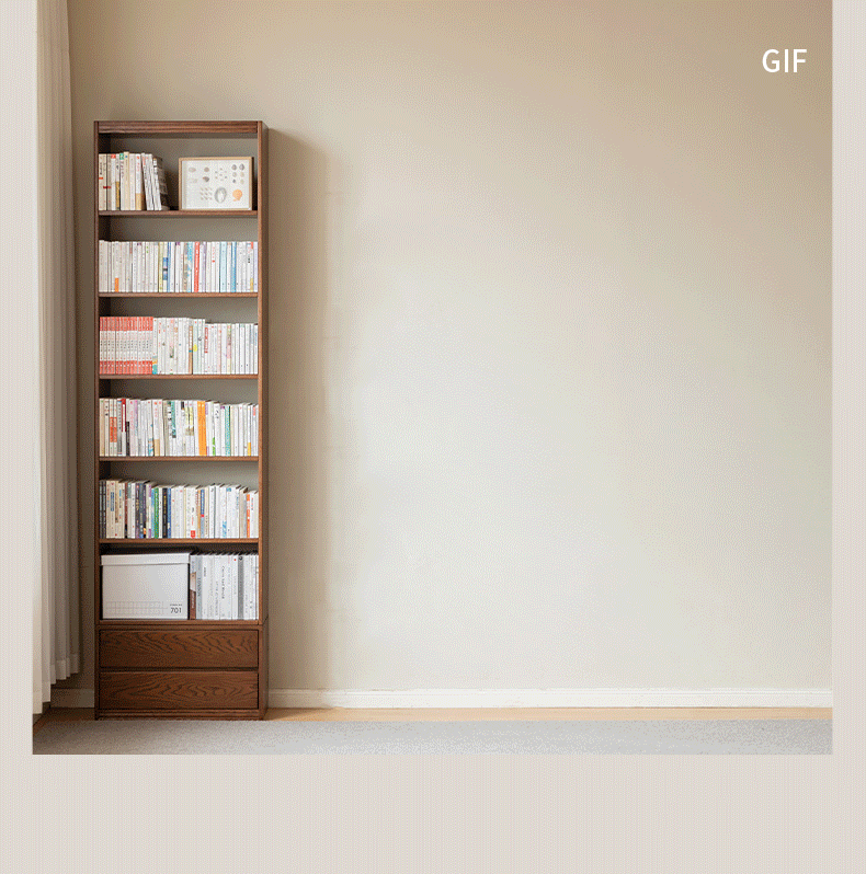 Solid Oak Wood Bookshelf - Floor Standing Bookcase with Wall Storage - Perfect for Home Office, Living Room & Library Organization