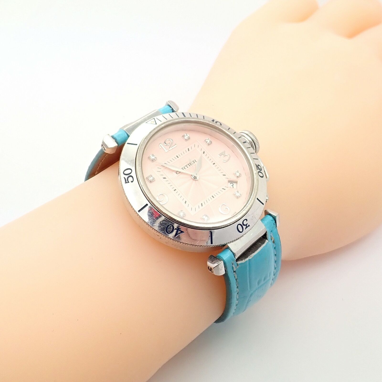 Authentic Cartier 18k White Gold Pasha Pink Dial Diamond Automatic Watch for Women - Luxury Dress Watch for Parties, Weddings & Special Occasions