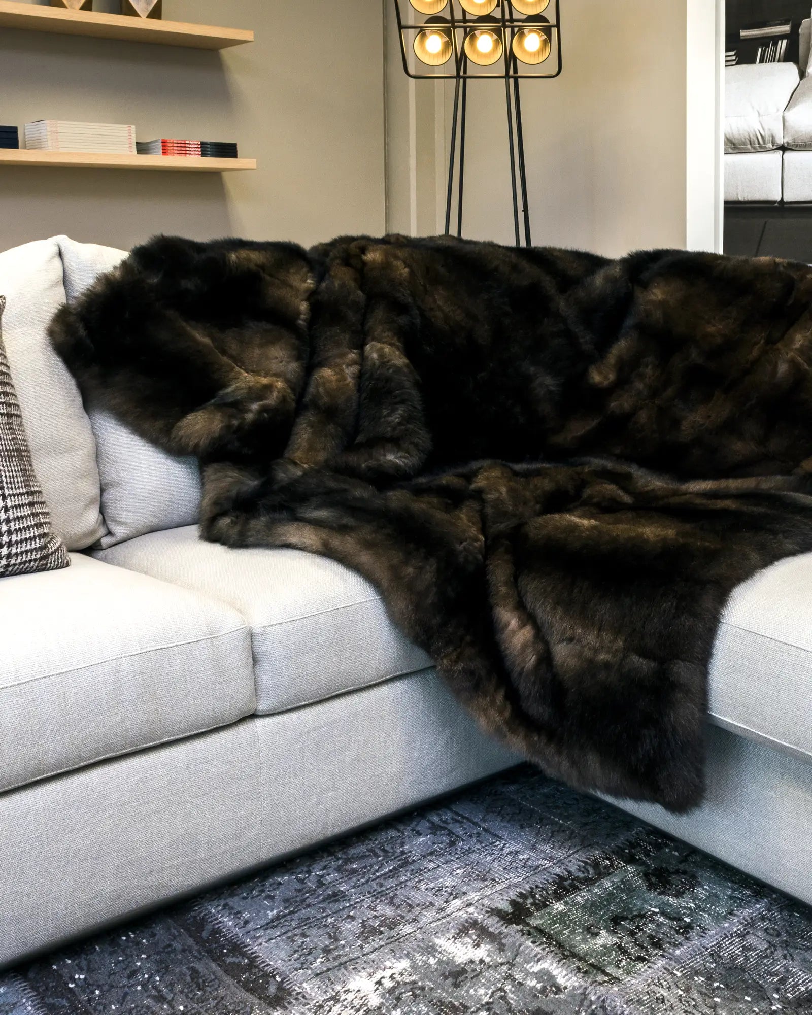 Luxury Chocolate Brown Possum Fur Throw Blanket - Soft & Warm Cozy Throw for Couch, Bed, Sofa - Perfect for Winter Nights, Home Decor, and Gift Giving