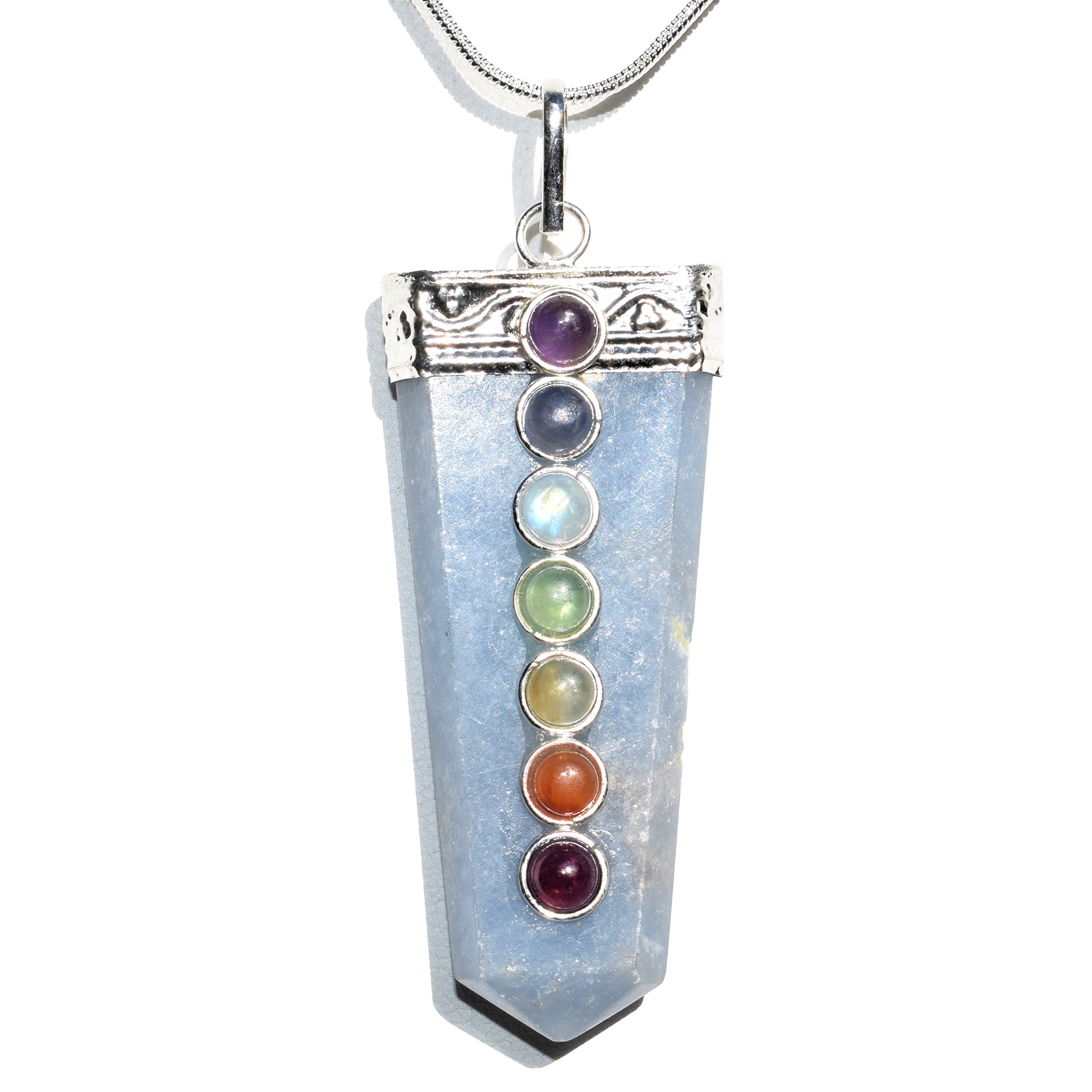 Zenergy Gems CHARGED 7 Chakra Natural Himalayan Gemstone Crystal Pendant with 20