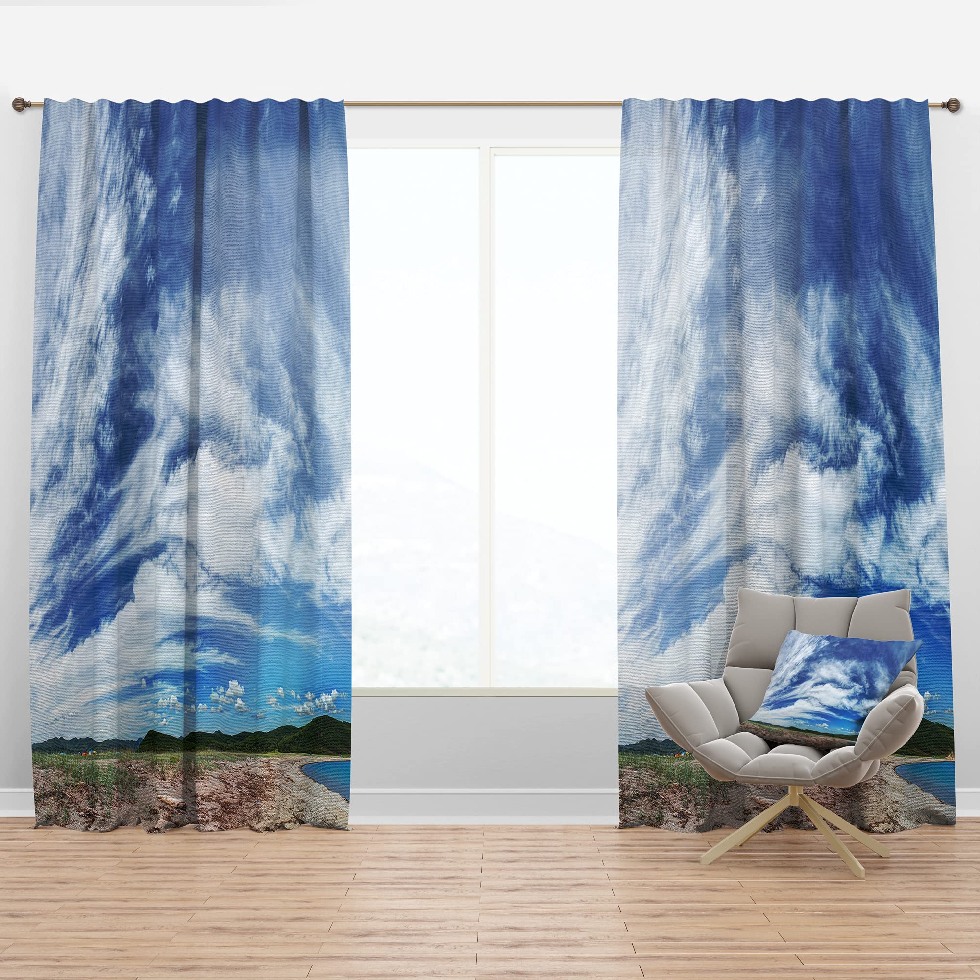 DesignQ Thermal Insulated Blackout Curtains - 'Awesome Pacific Ocean' Print - 52x84 Inch Single Panel for Bedroom & Living Room - Energy Saving, Noise Reducing, Perfect for Home Decor & Privacy