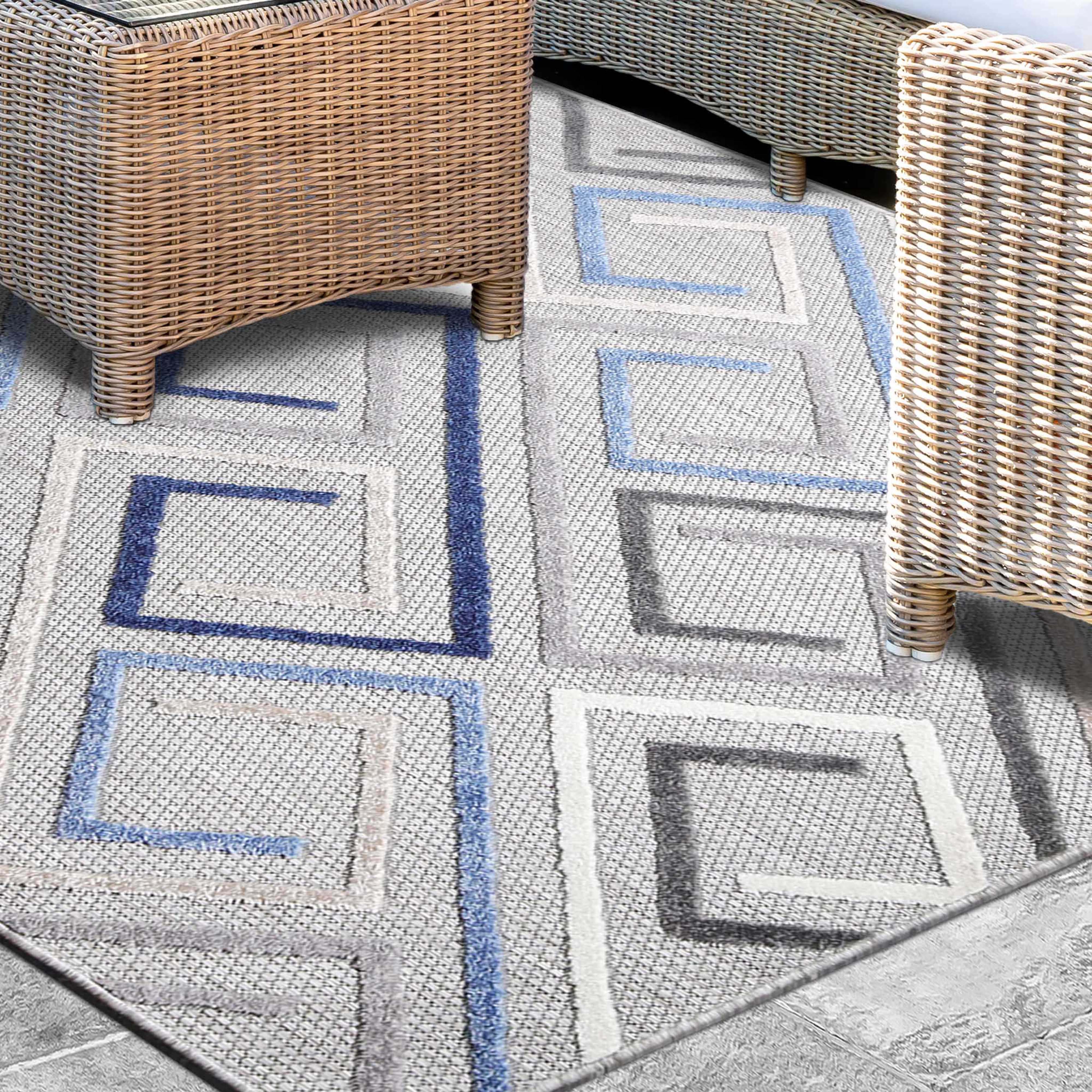 Stylish Geometric Modern Indoor Outdoor Area Rug - Perfect for Living Room, Patio, and Bedroom Decor