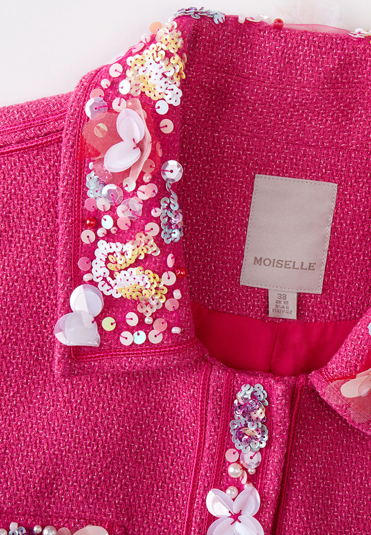 Dolly Vibrant Pink Embellished Vest for Women - Fashionable Rhinestone Decorated Waistcoat - Perfect for Parties, Weddings & Special Occasions